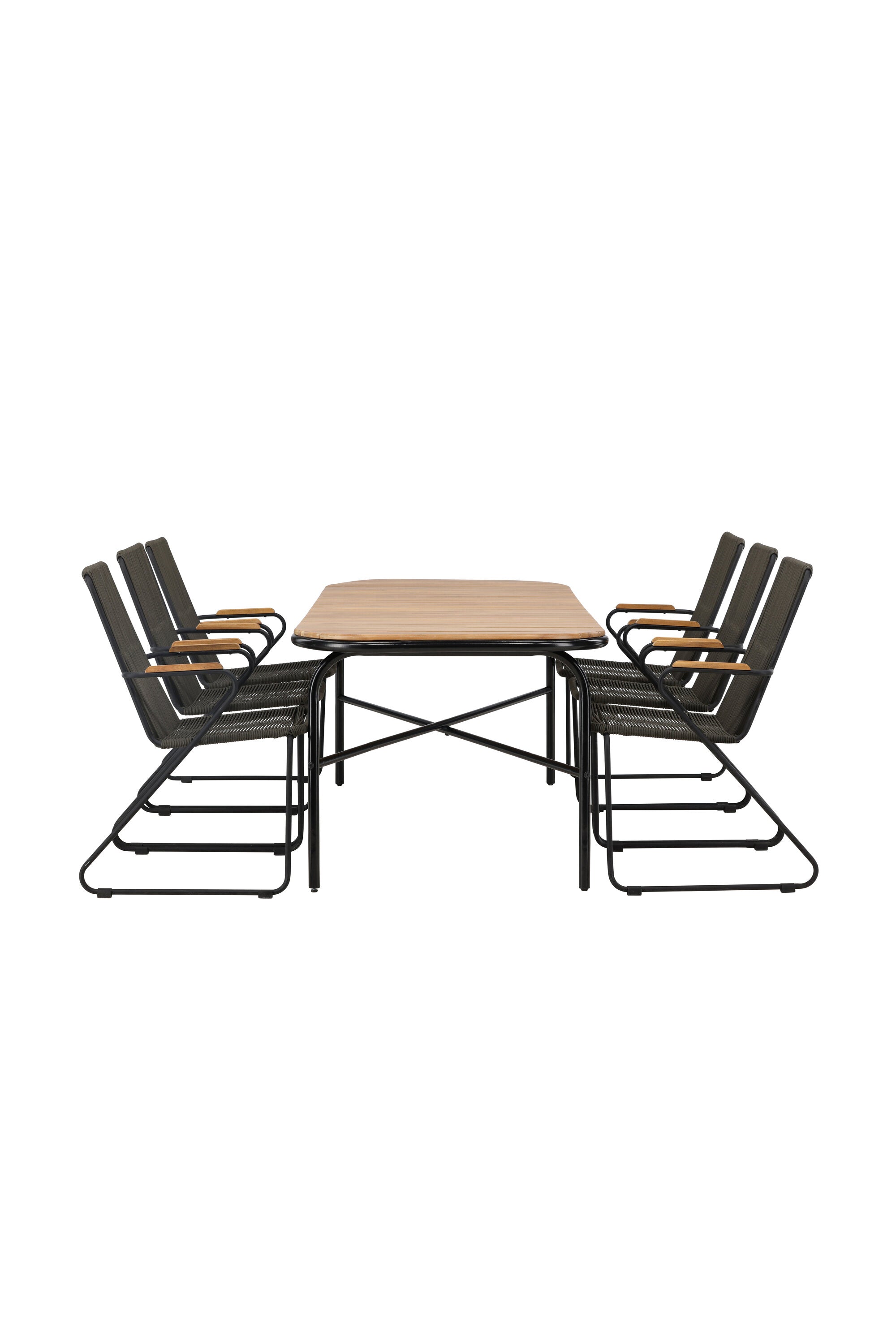 Holmbeck Outdoor-Tischset Bois 200cm/6St. in Schwarz, Dunkelgrau präsentiert im Onlineshop von KAQTU Design AG. Gartentischset ist von Venture Home