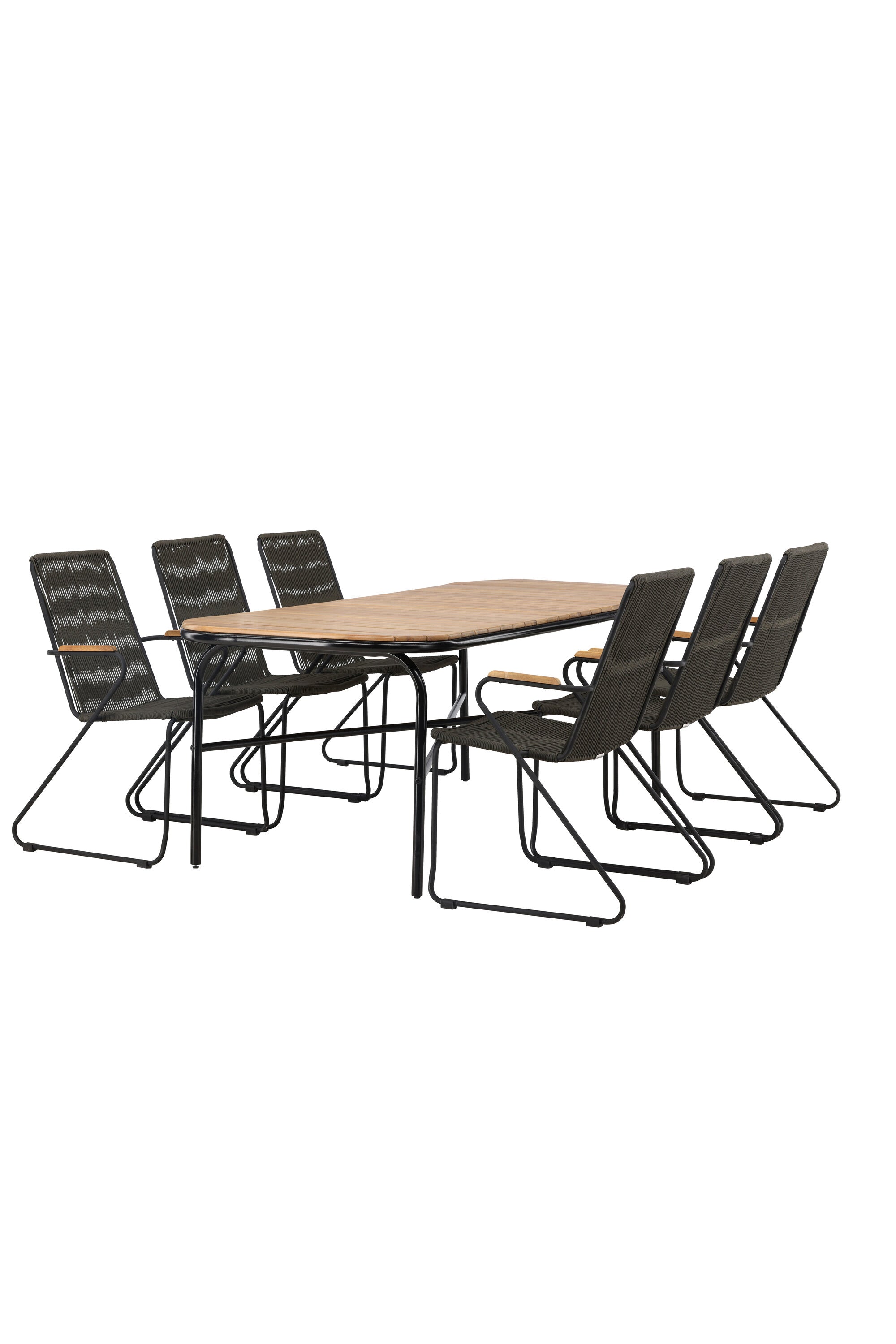 Holmbeck Outdoor-Tischset Bois 200cm/6St. in Schwarz, Dunkelgrau präsentiert im Onlineshop von KAQTU Design AG. Gartentischset ist von Venture Home