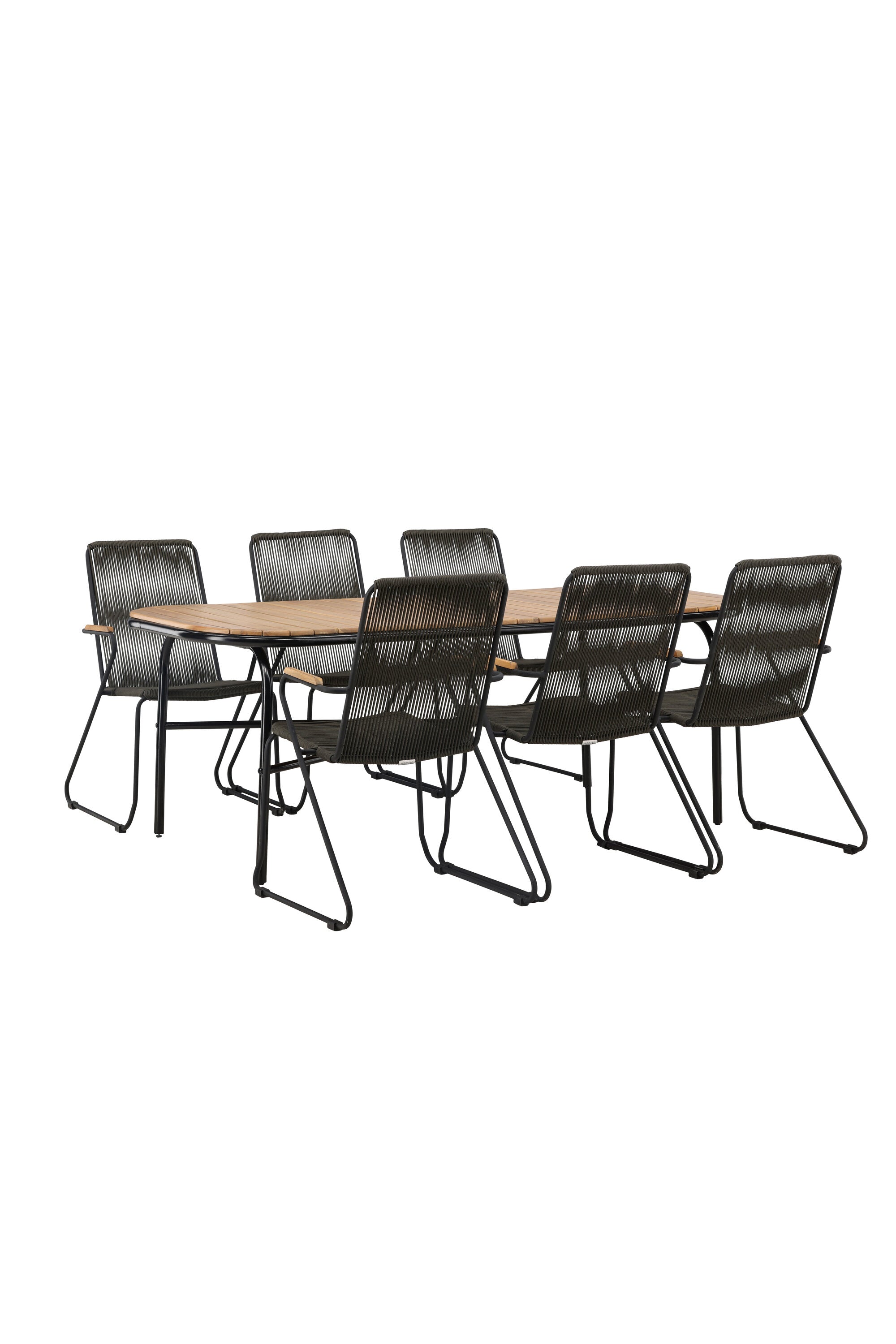 Holmbeck Outdoor-Tischset Bois 200cm/6St. in Schwarz, Dunkelgrau präsentiert im Onlineshop von KAQTU Design AG. Gartentischset ist von Venture Home