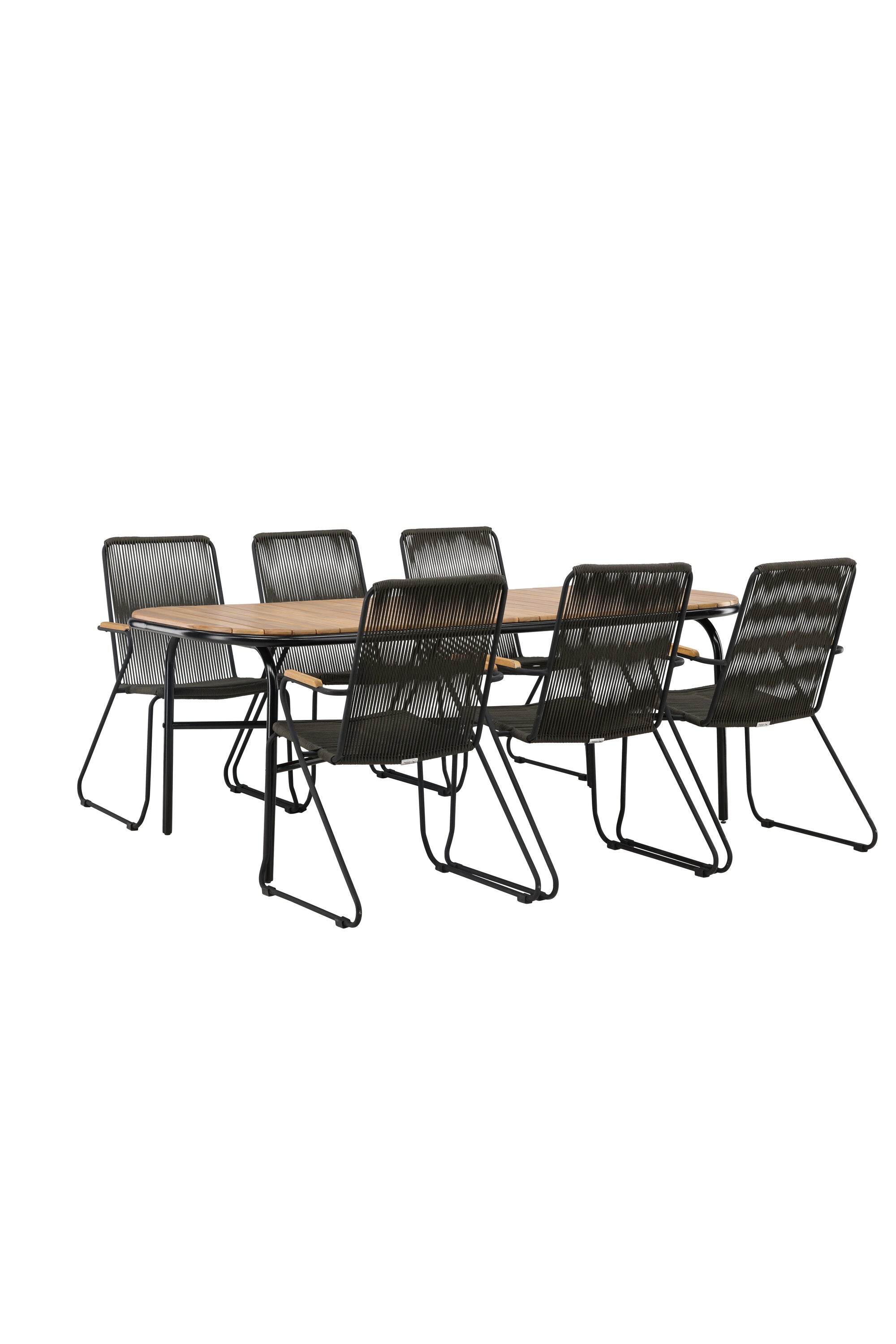 Holmbeck Outdoor-Tischset Bois 200cm/6St. in Schwarz, Dunkelgrau präsentiert im Onlineshop von KAQTU Design AG. Gartentischset ist von Venture Home