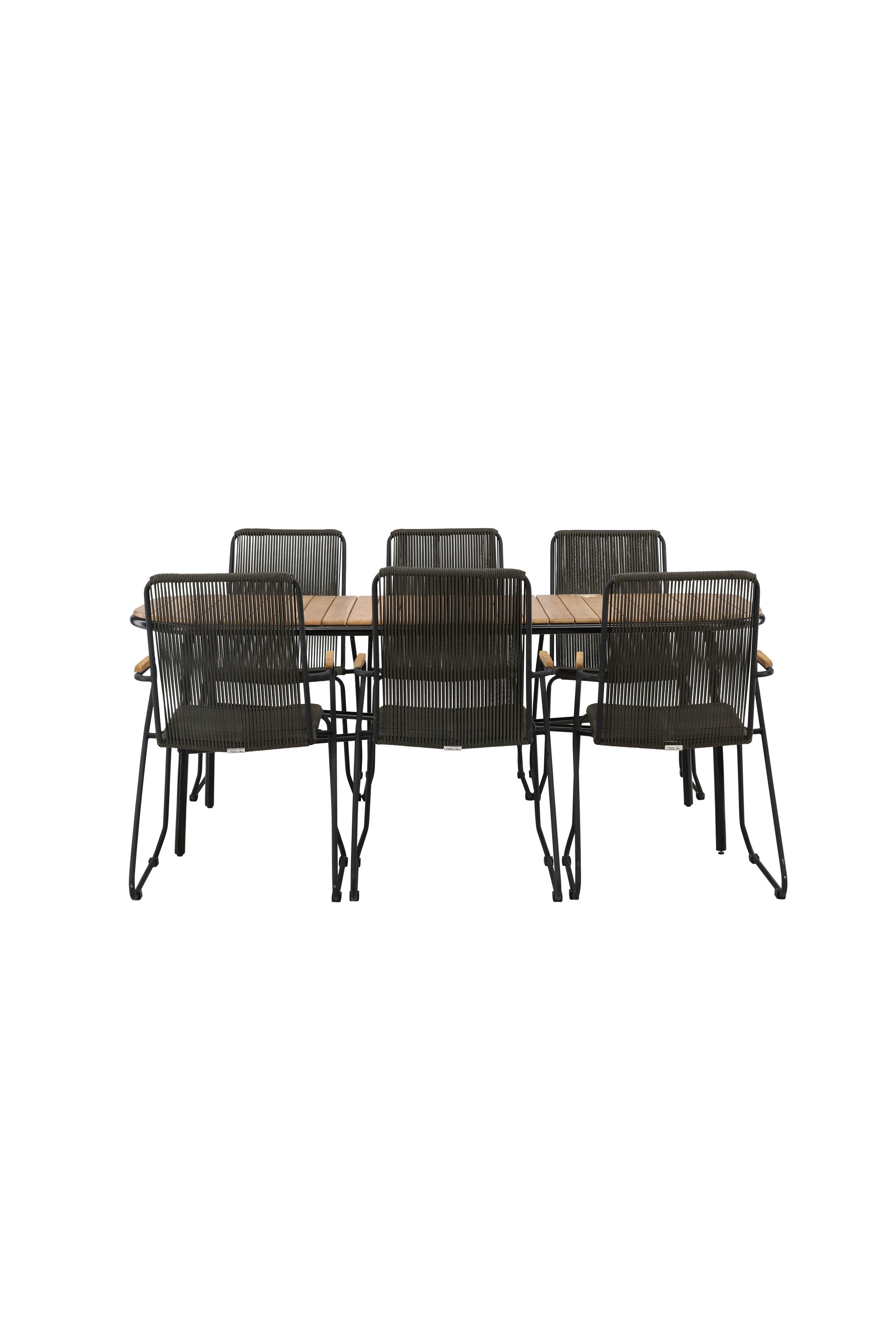 Holmbeck Outdoor-Tischset Bois 200cm/6St. in Schwarz, Dunkelgrau präsentiert im Onlineshop von KAQTU Design AG. Gartentischset ist von Venture Home