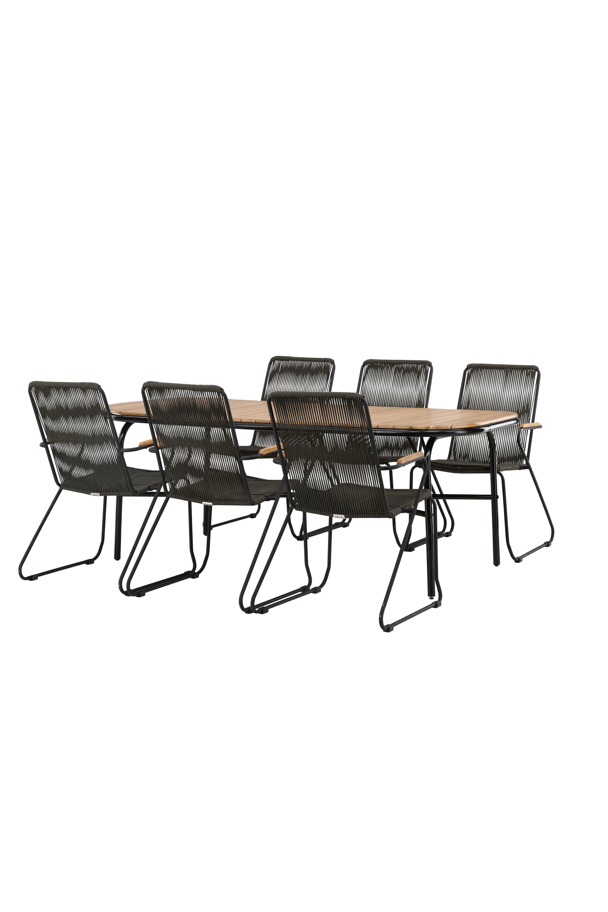 Holmbeck Outdoor-Tischset Bois 200cm/6St. in Schwarz, Dunkelgrau präsentiert im Onlineshop von KAQTU Design AG. Gartentischset ist von Venture Home