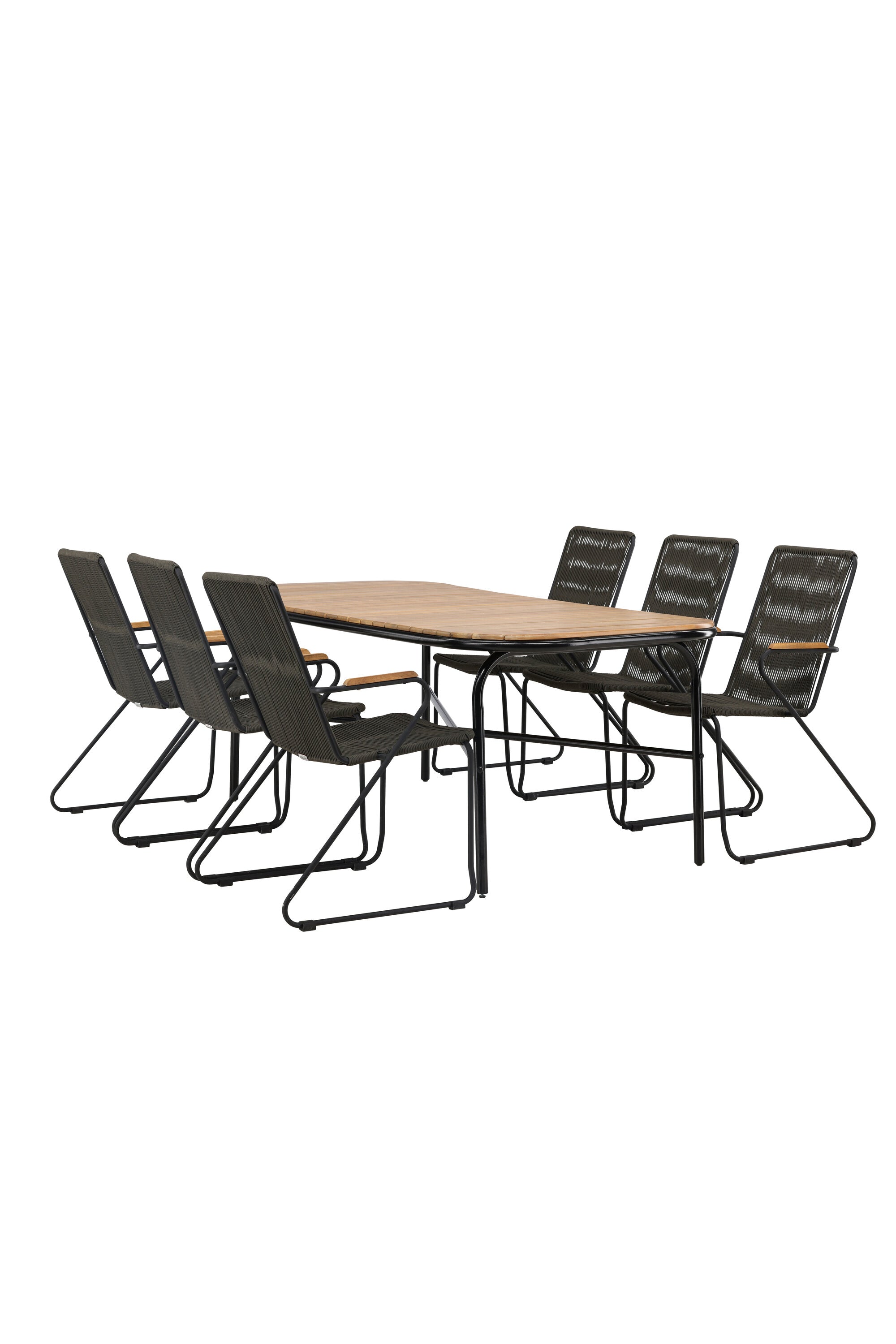 Holmbeck Outdoor-Tischset Bois 200cm/6St. in Schwarz, Dunkelgrau präsentiert im Onlineshop von KAQTU Design AG. Gartentischset ist von Venture Home
