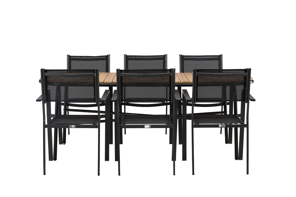 Holmbeck Outdoor-Tischset Copacabana 200cm/6St. in Schwarz präsentiert im Onlineshop von KAQTU Design AG. Gartentischset ist von Venture Home