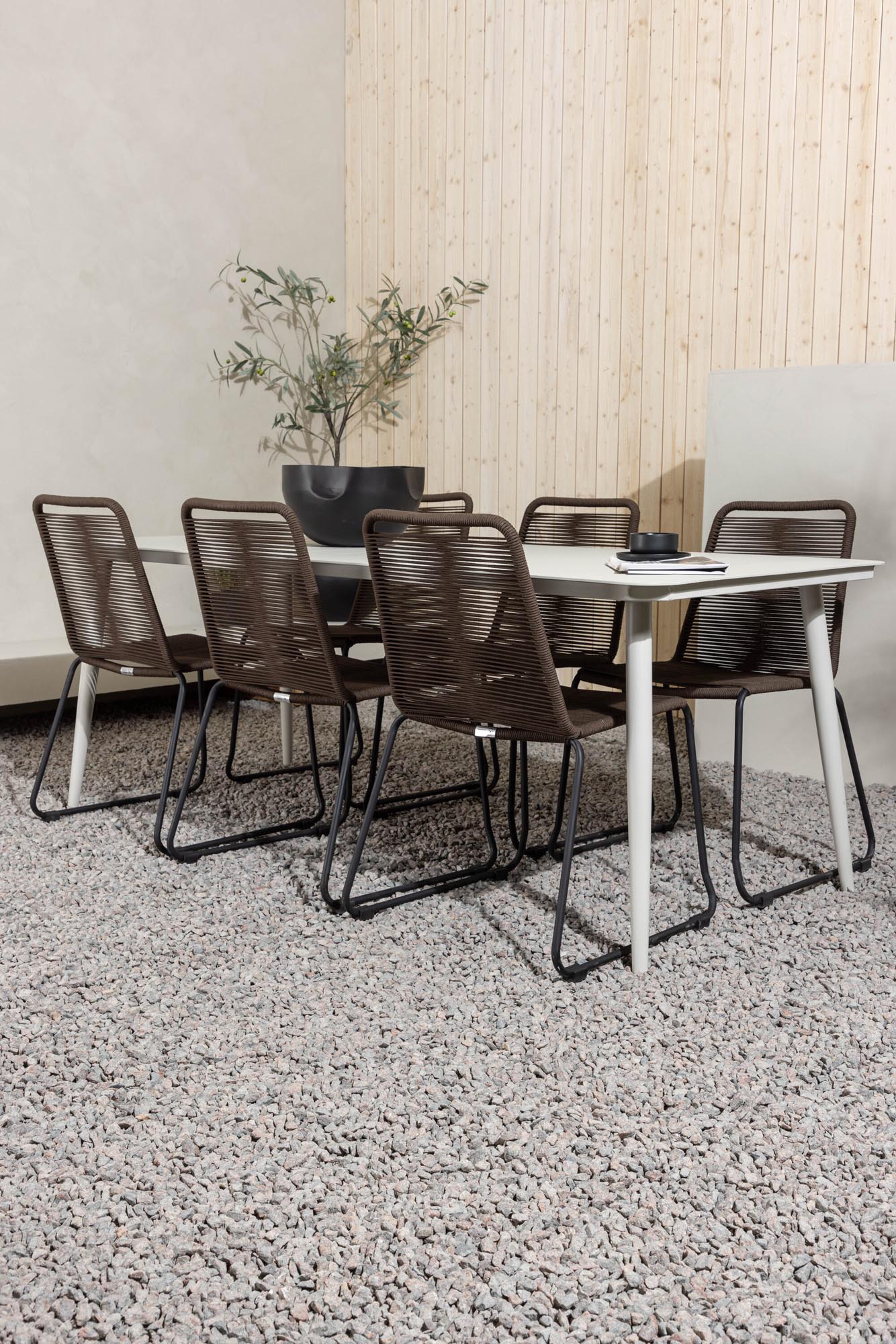 Lina Outdoor-Tischset: Stilvolles Design, robustes Material, ideal für 6 Personen. Perfekt für gesellige Abende im Freien.