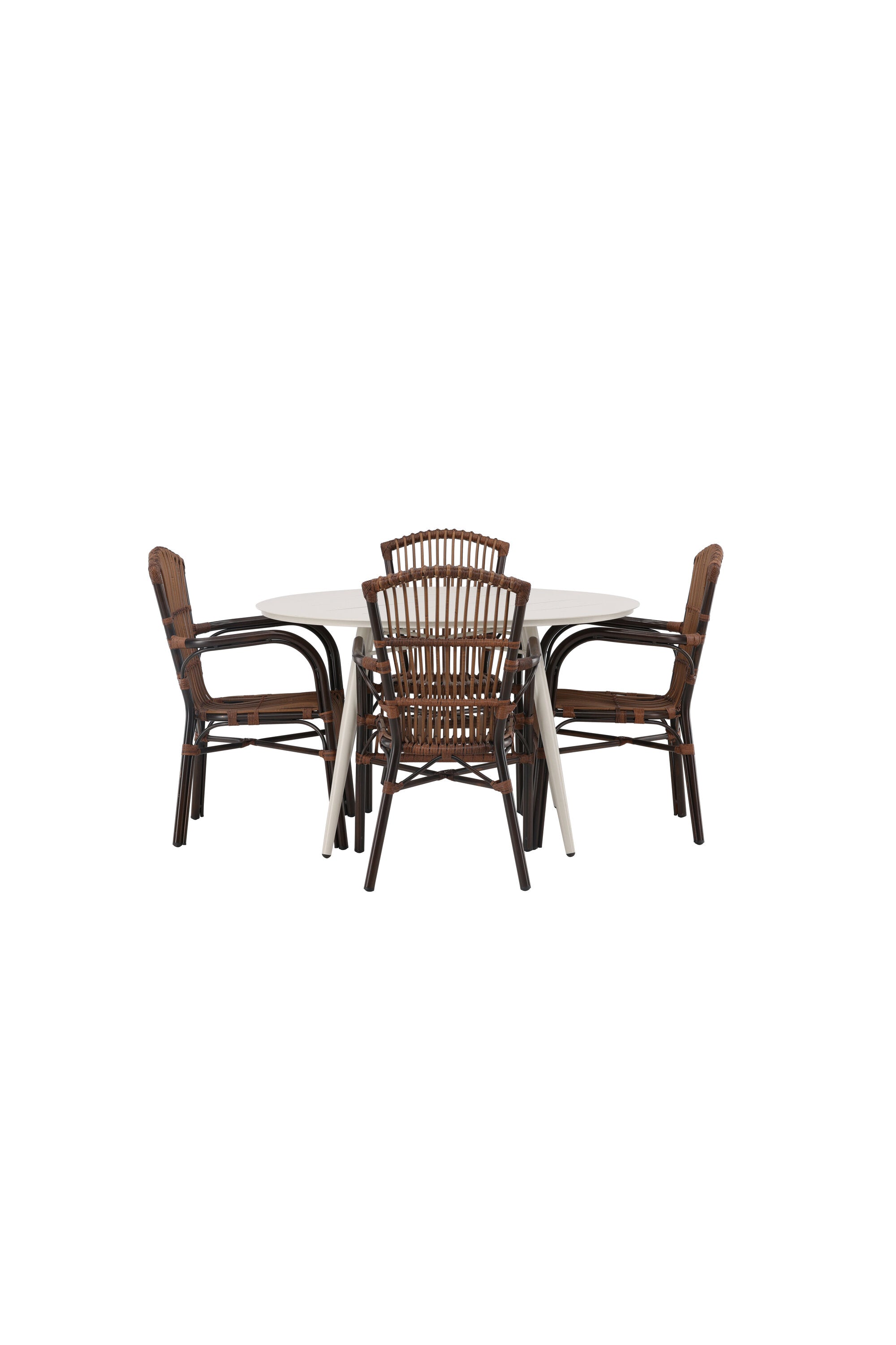 Lina Outdoor-Tischset + Galera ⌀120cm/4St. in Braun präsentiert im Onlineshop von KAQTU Design AG. Gartentischset ist von Venture Home