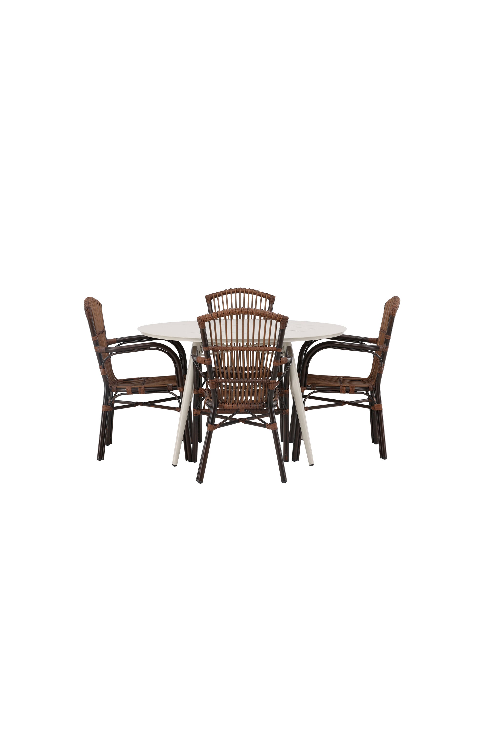 Lina Outdoor-Tischset + Galera ⌀120cm/4St. in Braun präsentiert im Onlineshop von KAQTU Design AG. Gartentischset ist von Venture Home