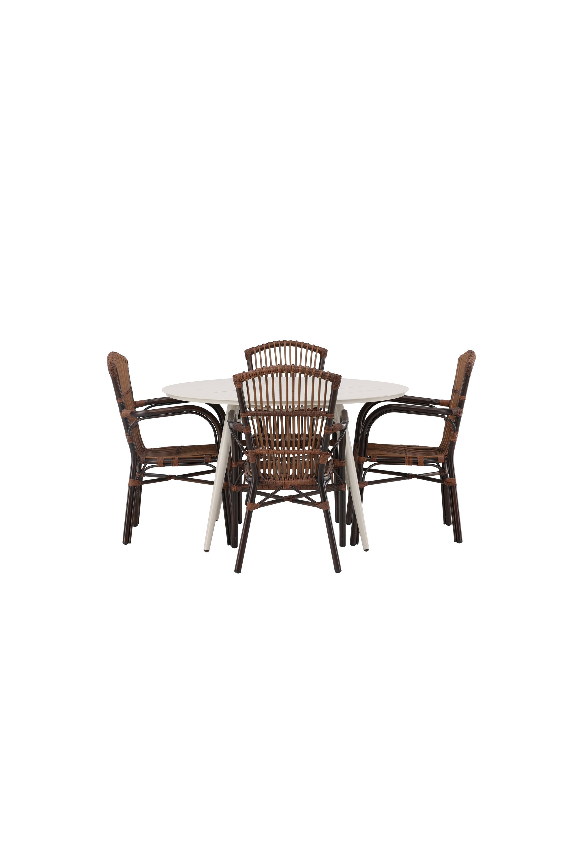 Lina Outdoor-Tischset + Galera ⌀120cm/4St. in Braun präsentiert im Onlineshop von KAQTU Design AG. Gartentischset ist von Venture Home