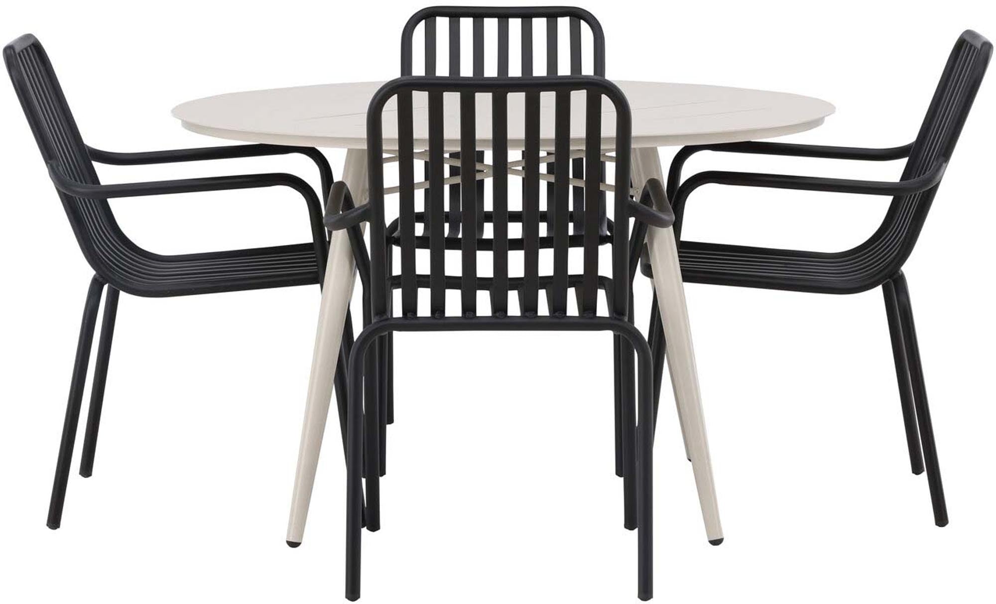Verleihen Sie Ihrem Garten mit dem Lina Outdoor-Tischset + Peking einen modernen Touch. Perfekt für gesellige Abende und entspannte Stunden im Freien!
