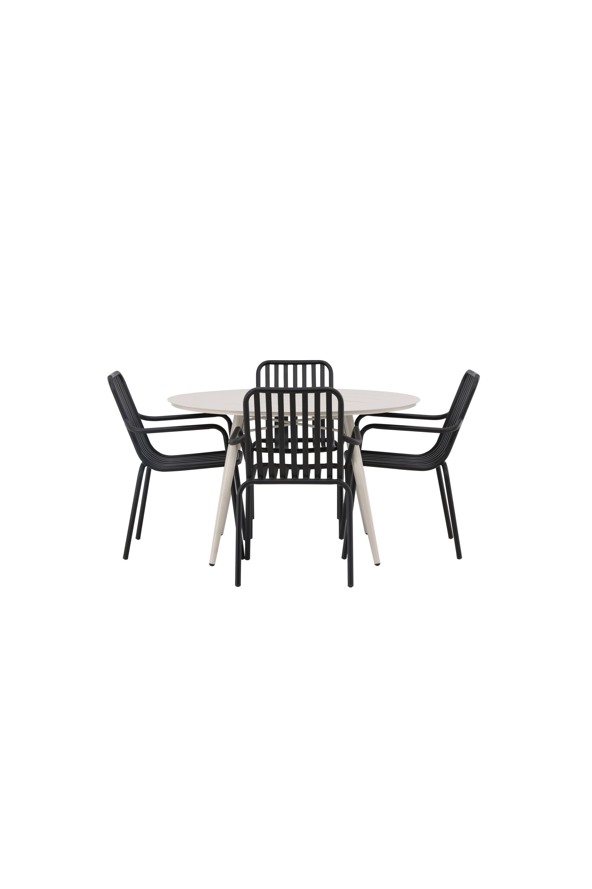 Lina Outdoor-Tischset + Peking ⌀120cm/4St. in Schwarz präsentiert im Onlineshop von KAQTU Design AG. Gartentischset ist von Venture Home