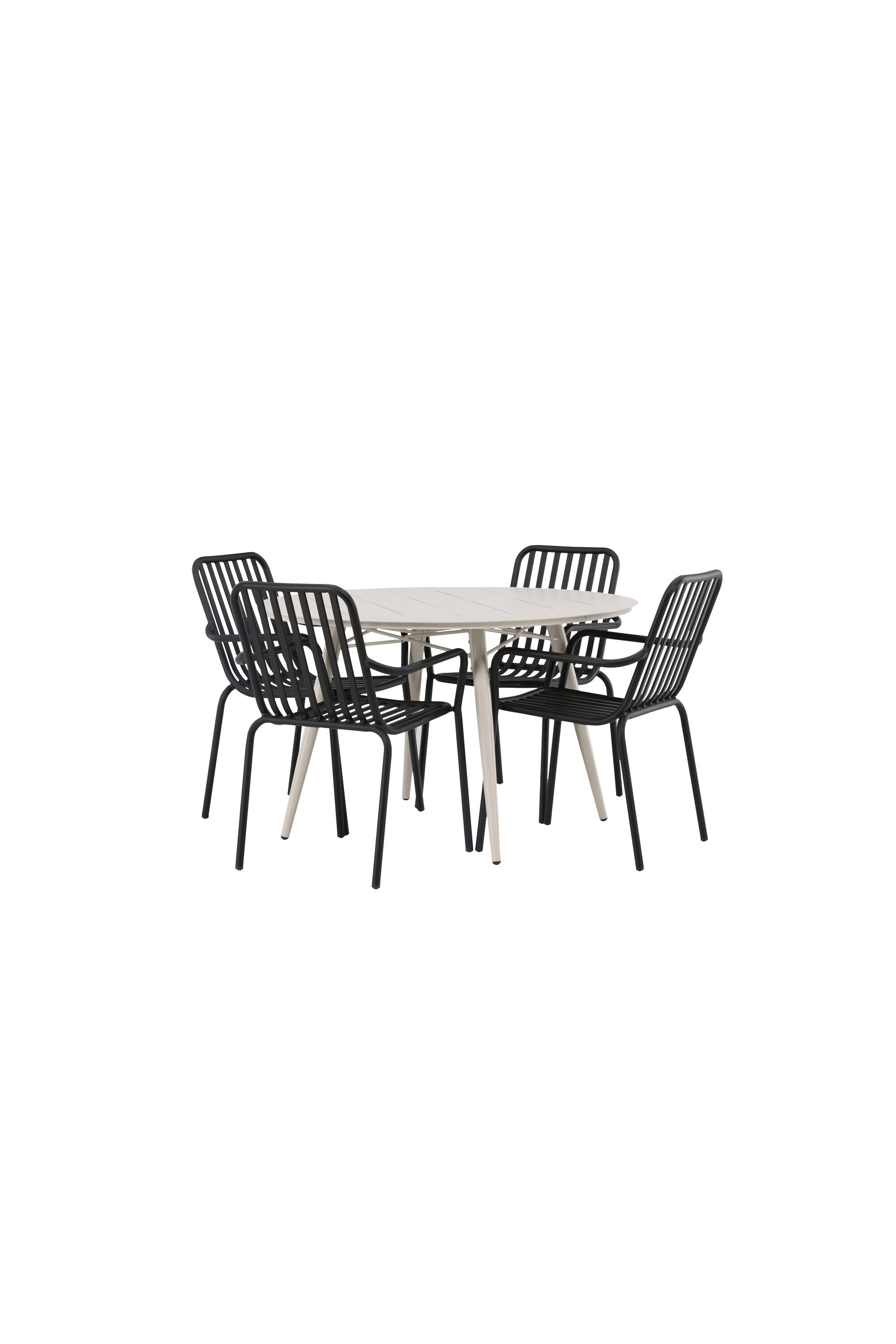 Lina Outdoor-Tischset + Peking ⌀120cm/4St. in Schwarz präsentiert im Onlineshop von KAQTU Design AG. Gartentischset ist von Venture Home