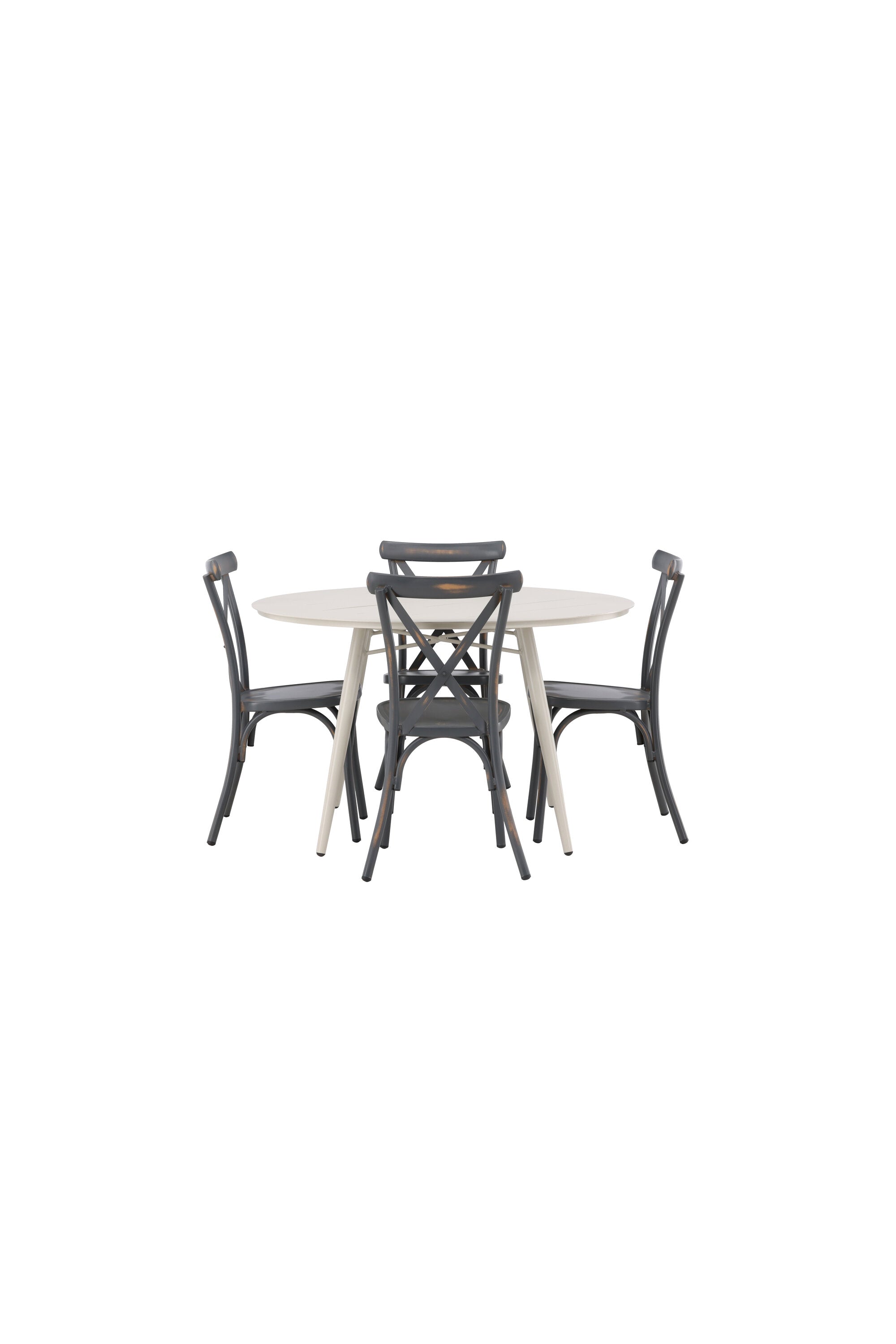 Lina Outdoor-Tischset + Peking ⌀120cm/4St. in Dunkelgrau präsentiert im Onlineshop von KAQTU Design AG. Gartentischset ist von Venture Home