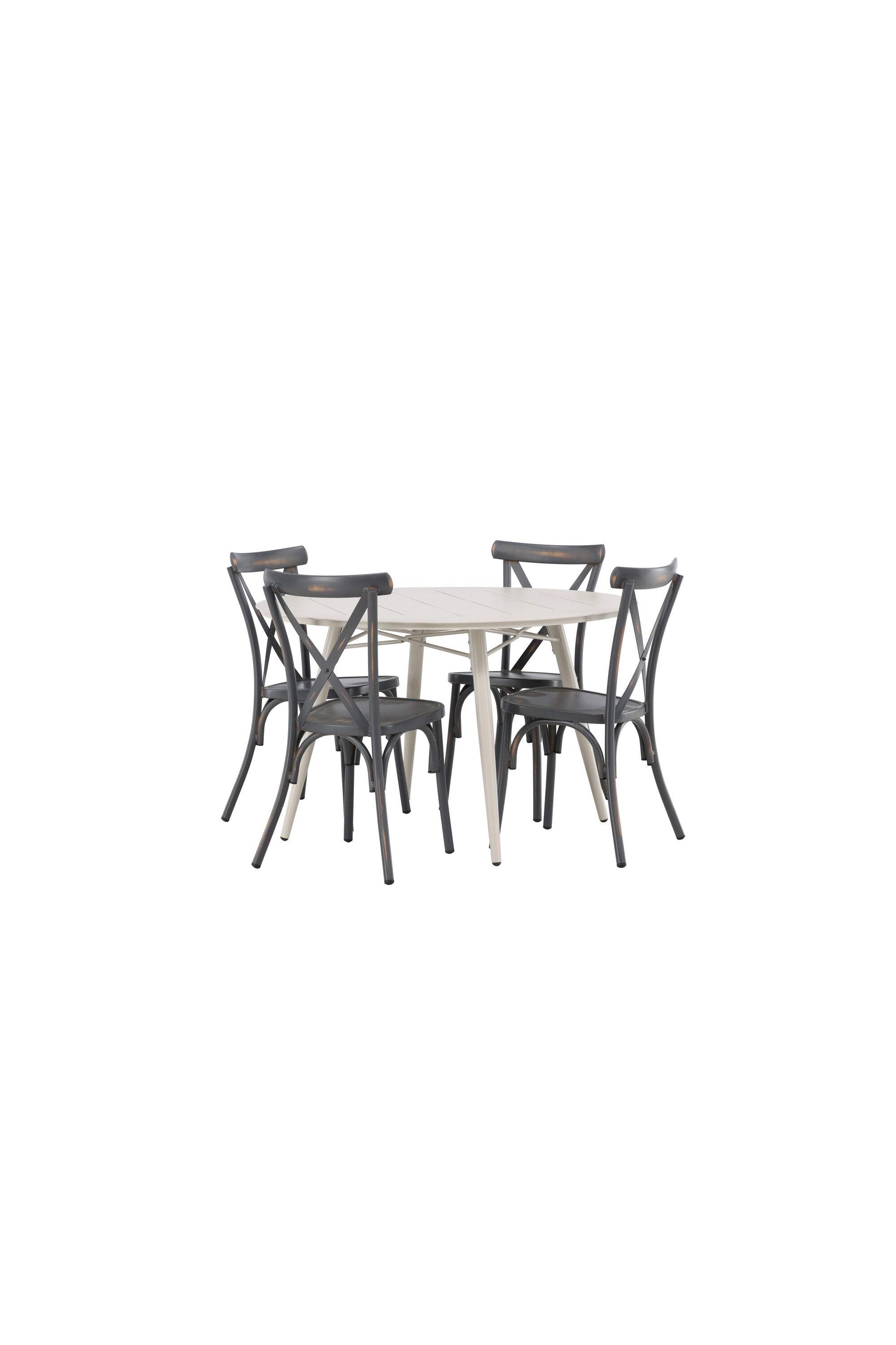 Lina Outdoor-Tischset + Peking ⌀120cm/4St. in Dunkelgrau präsentiert im Onlineshop von KAQTU Design AG. Gartentischset ist von Venture Home