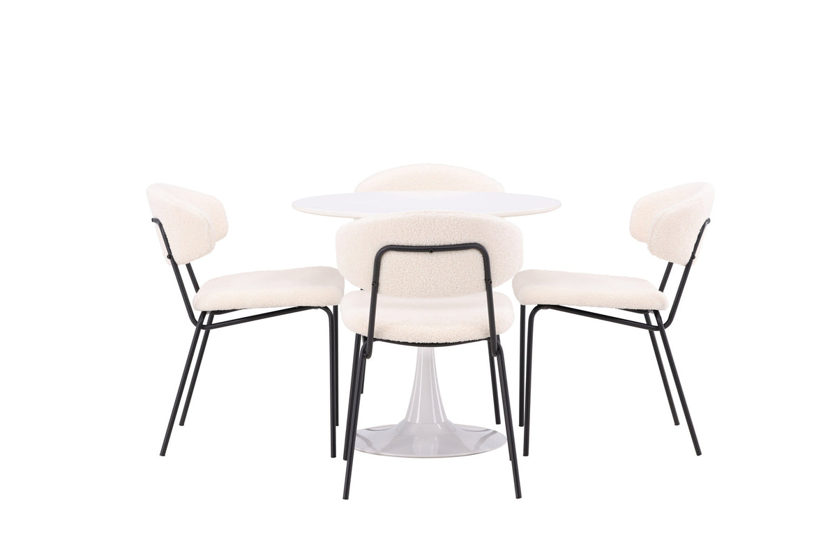 Hamden Esszimmerset + Chico ⌀80cm/4St. in Weiss präsentiert im Onlineshop von KAQTU Design AG. Esszimmerset ist von Venture Home