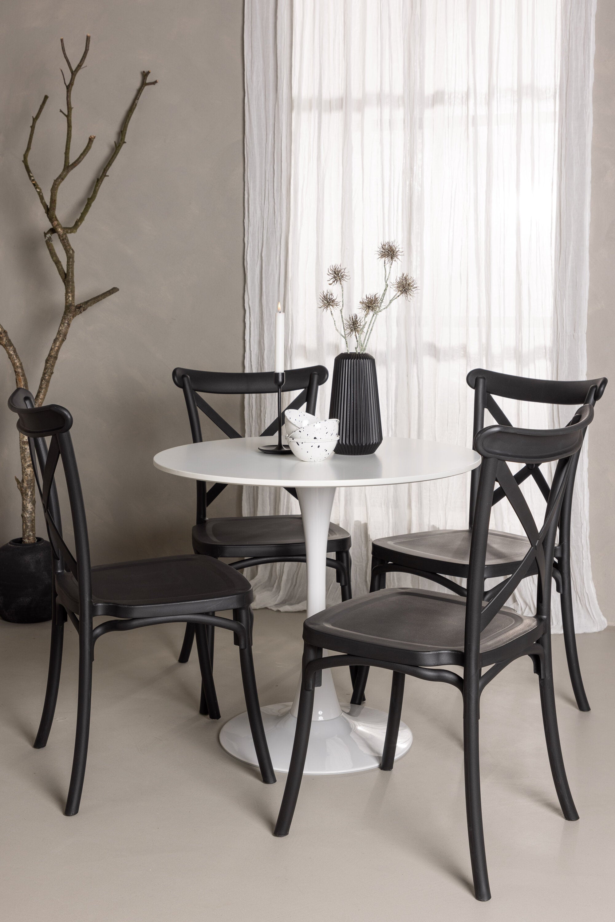 Hamden Esszimmerset + Crosett ⌀80cm/4St. in Schwarz präsentiert im Onlineshop von KAQTU Design AG. Esszimmerset ist von Venture Home