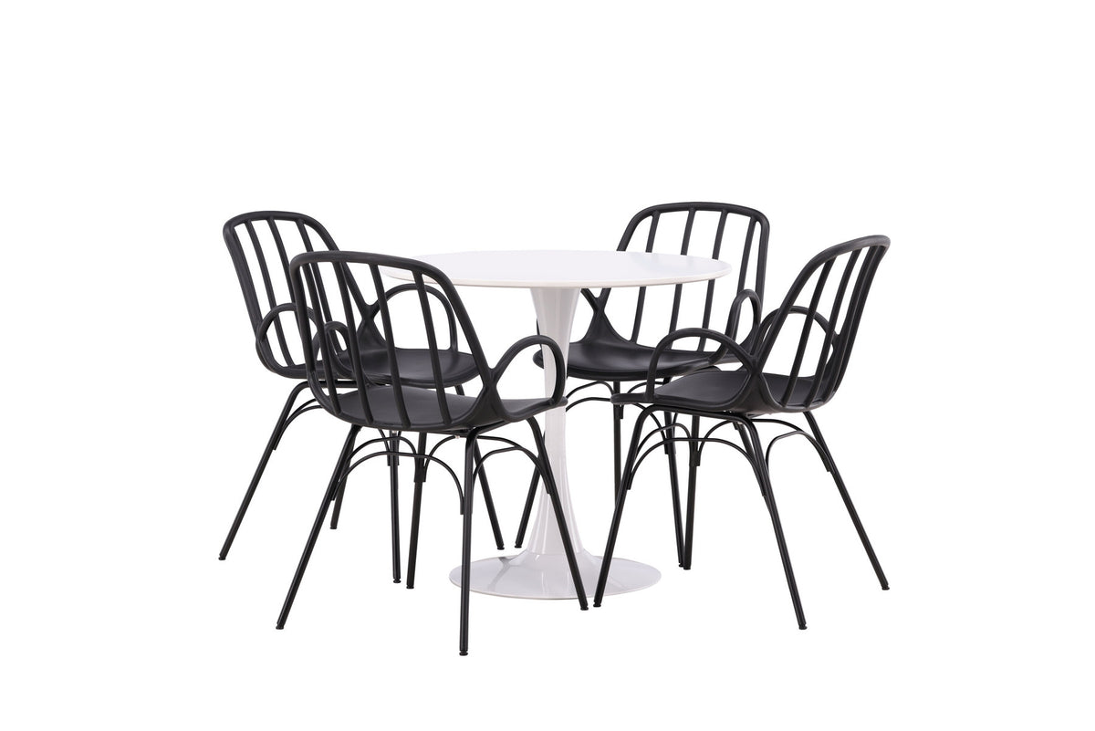 Hamden Esszimmerset + Dyrön ⌀80cm/4St. in Schwarz präsentiert im Onlineshop von KAQTU Design AG. Esszimmerset ist von Venture Home