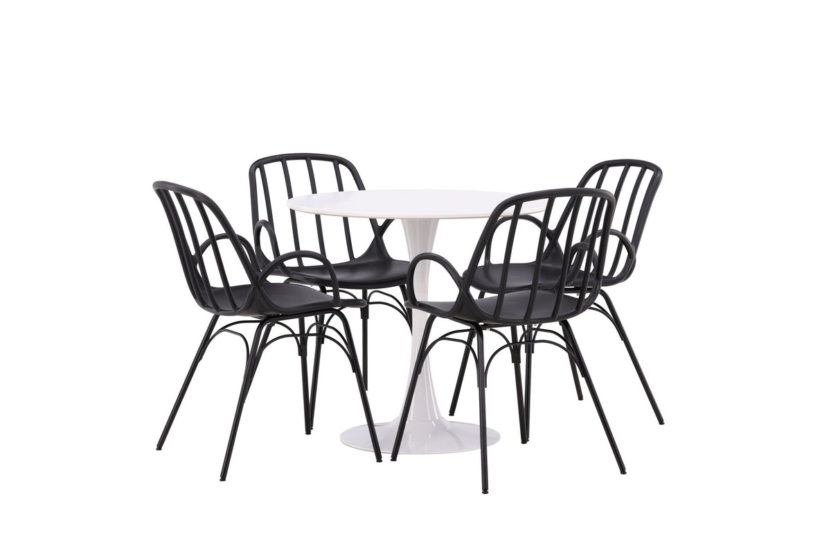 Hamden Esszimmerset + Dyrön ⌀80cm/4St. in Schwarz präsentiert im Onlineshop von KAQTU Design AG. Esszimmerset ist von Venture Home