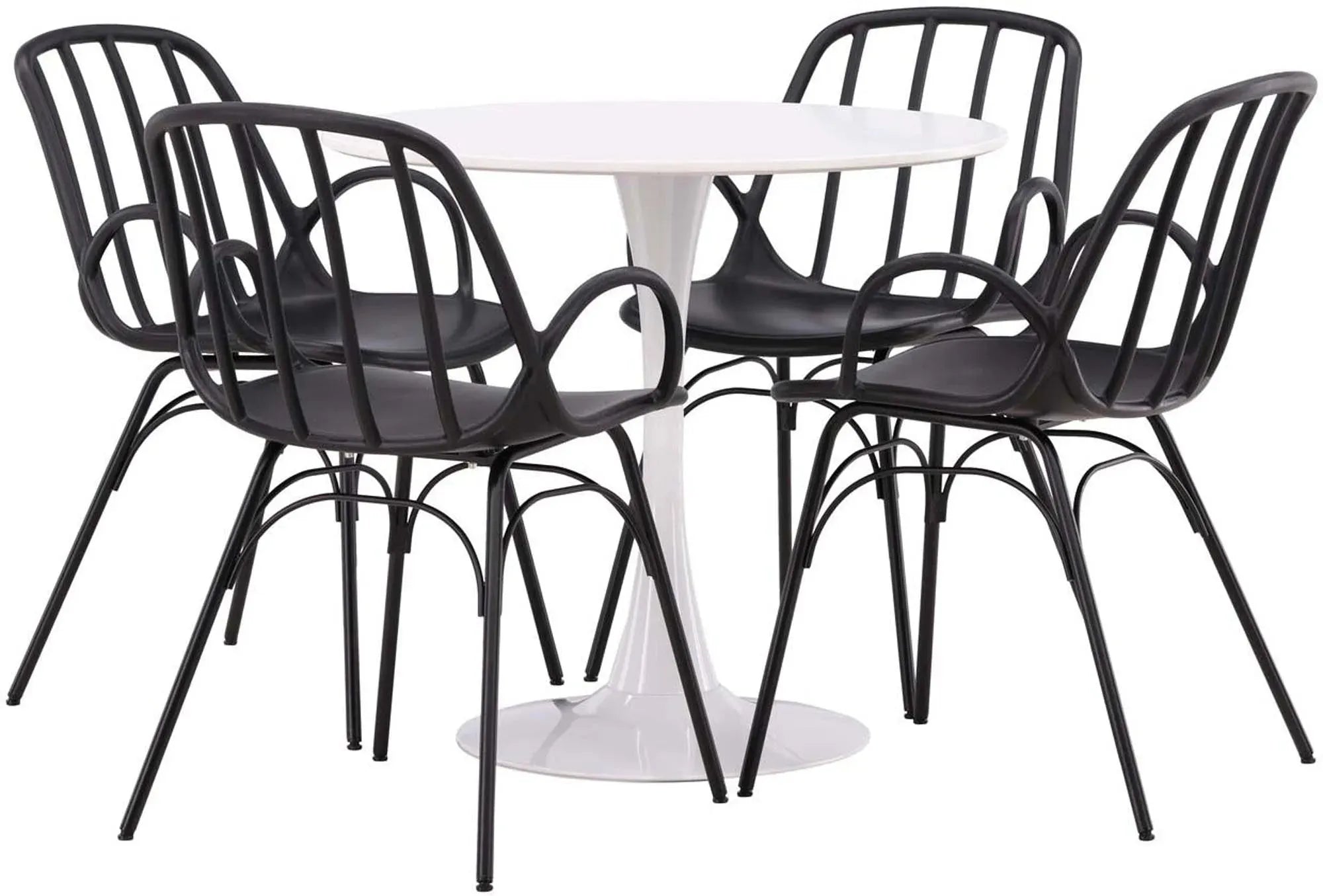 Elegantes Hamden Esszimmerset mit rundem Dyrön Tisch für 4 Personen.