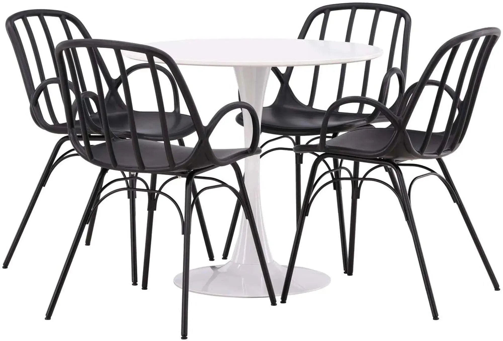 Elegantes Hamden Esszimmerset mit rundem Dyrön Tisch für 4 Personen.