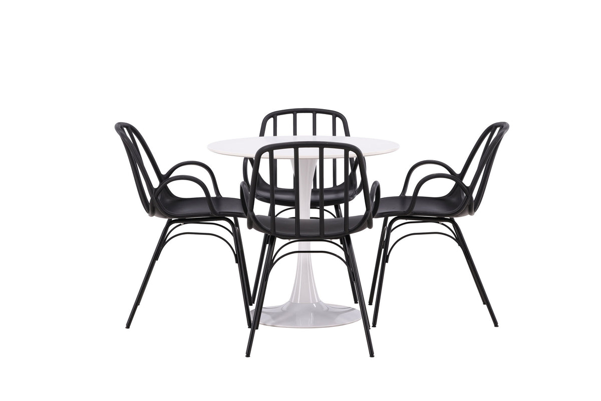 Hamden Esszimmerset + Dyrön ⌀80cm/4St. in Schwarz präsentiert im Onlineshop von KAQTU Design AG. Esszimmerset ist von Venture Home