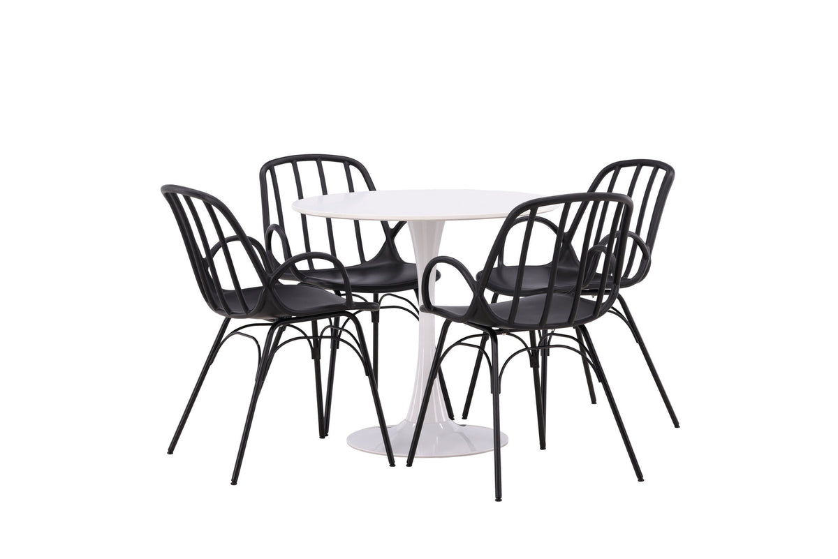 Hamden Esszimmerset + Dyrön ⌀80cm/4St. in Schwarz präsentiert im Onlineshop von KAQTU Design AG. Esszimmerset ist von Venture Home