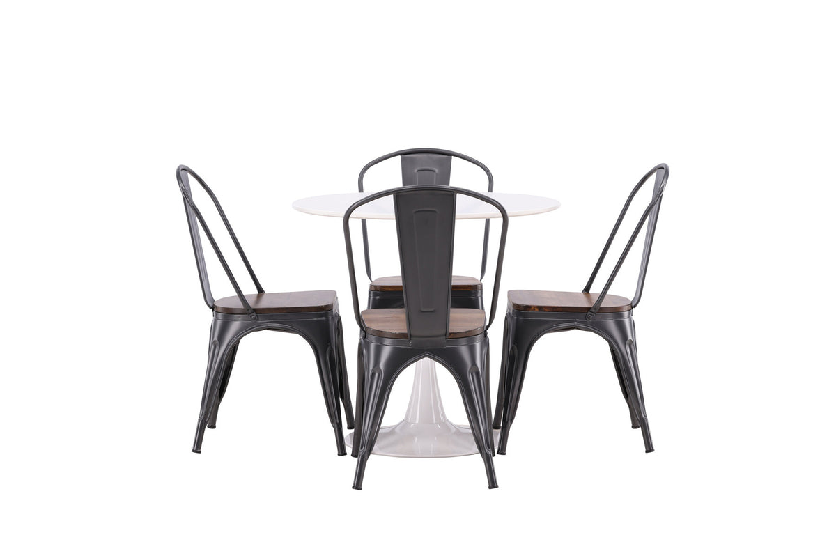 Hamden Esszimmerset + Tempe ⌀80cm/4St. in Dunkelgrau, Walnuss präsentiert im Onlineshop von KAQTU Design AG. Esszimmerset ist von Venture Home
