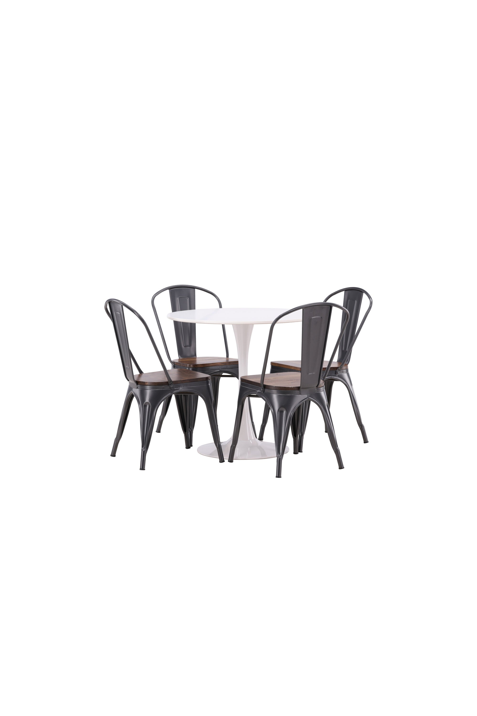 Hamden Esszimmerset + Tempe ⌀80cm/4St. in Dunkelgrau, Walnuss präsentiert im Onlineshop von KAQTU Design AG. Esszimmerset ist von Venture Home