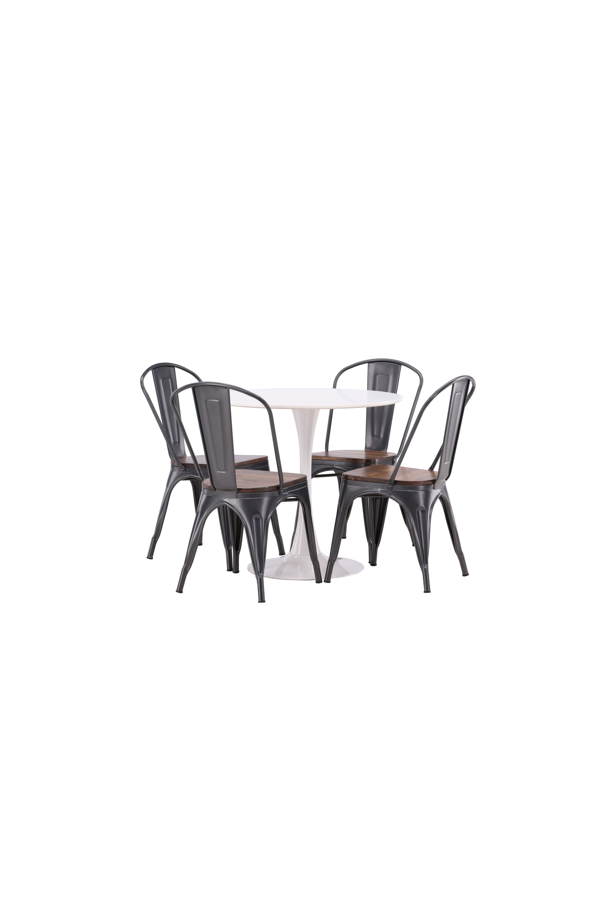 Hamden Esszimmerset + Tempe ⌀80cm/4St. in Dunkelgrau, Walnuss präsentiert im Onlineshop von KAQTU Design AG. Esszimmerset ist von Venture Home