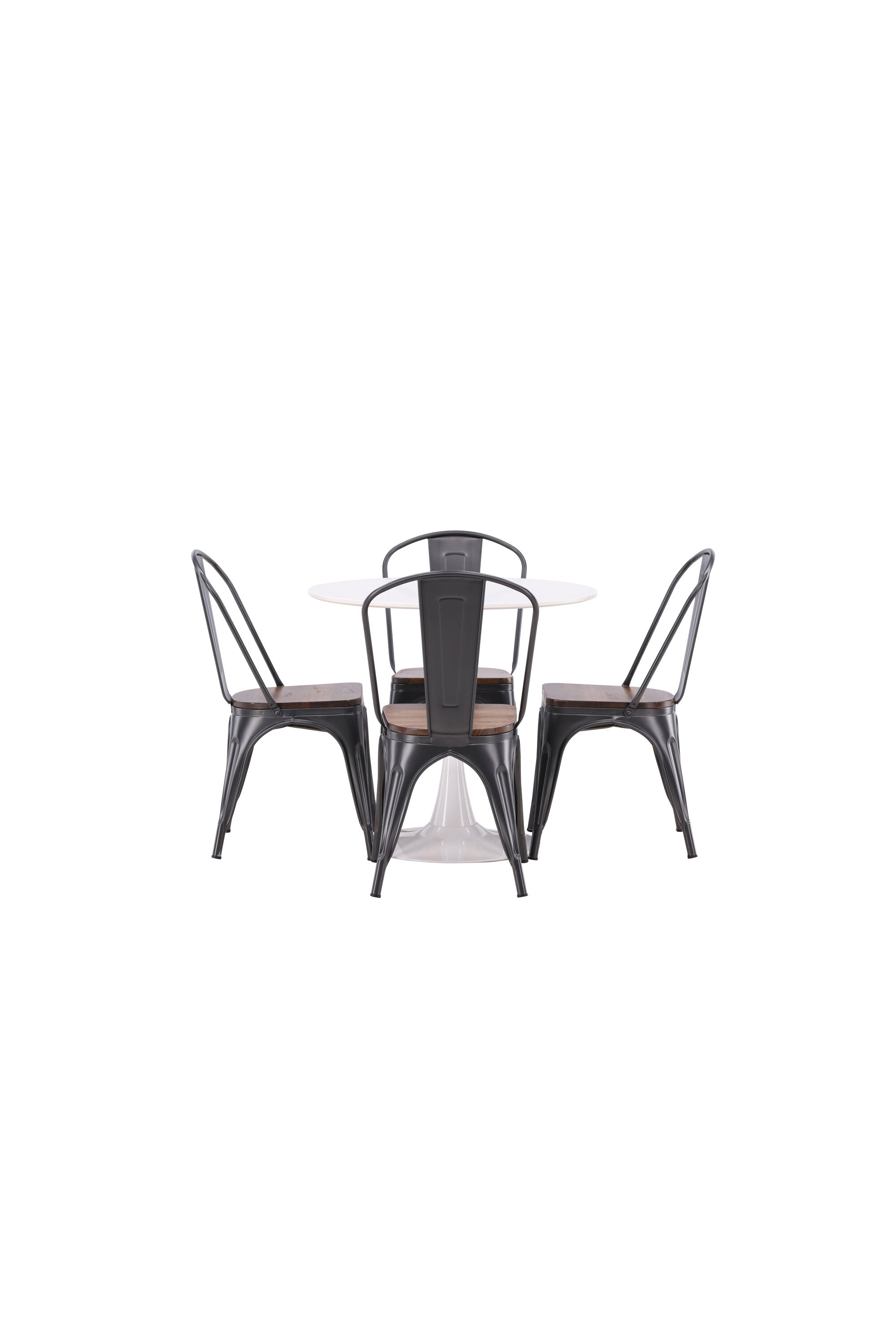 Hamden Esszimmerset + Tempe ⌀80cm/4St. in Dunkelgrau, Walnuss präsentiert im Onlineshop von KAQTU Design AG. Esszimmerset ist von Venture Home