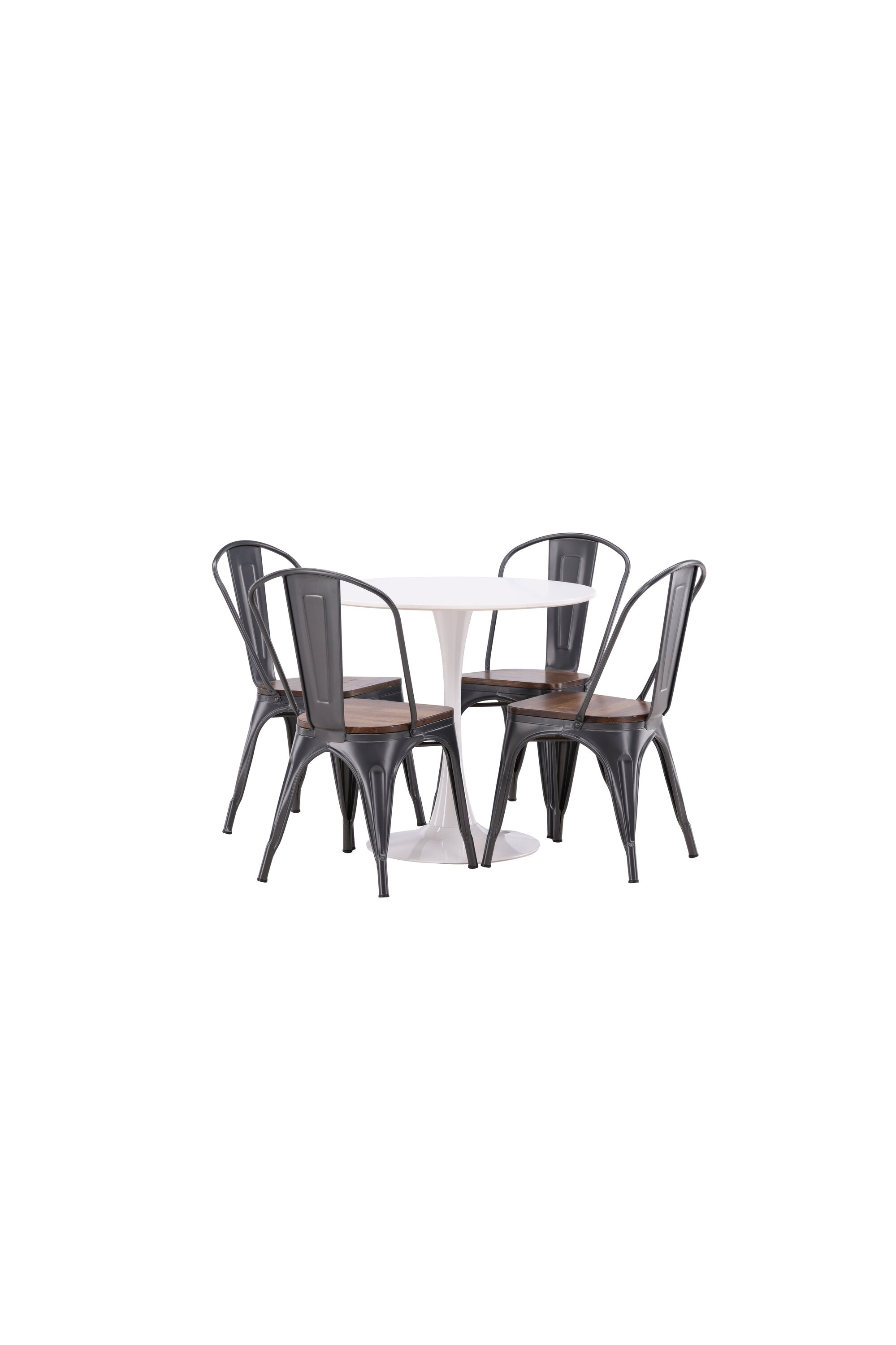 Hamden Esszimmerset + Tempe ⌀80cm/4St. in Dunkelgrau, Walnuss präsentiert im Onlineshop von KAQTU Design AG. Esszimmerset ist von Venture Home