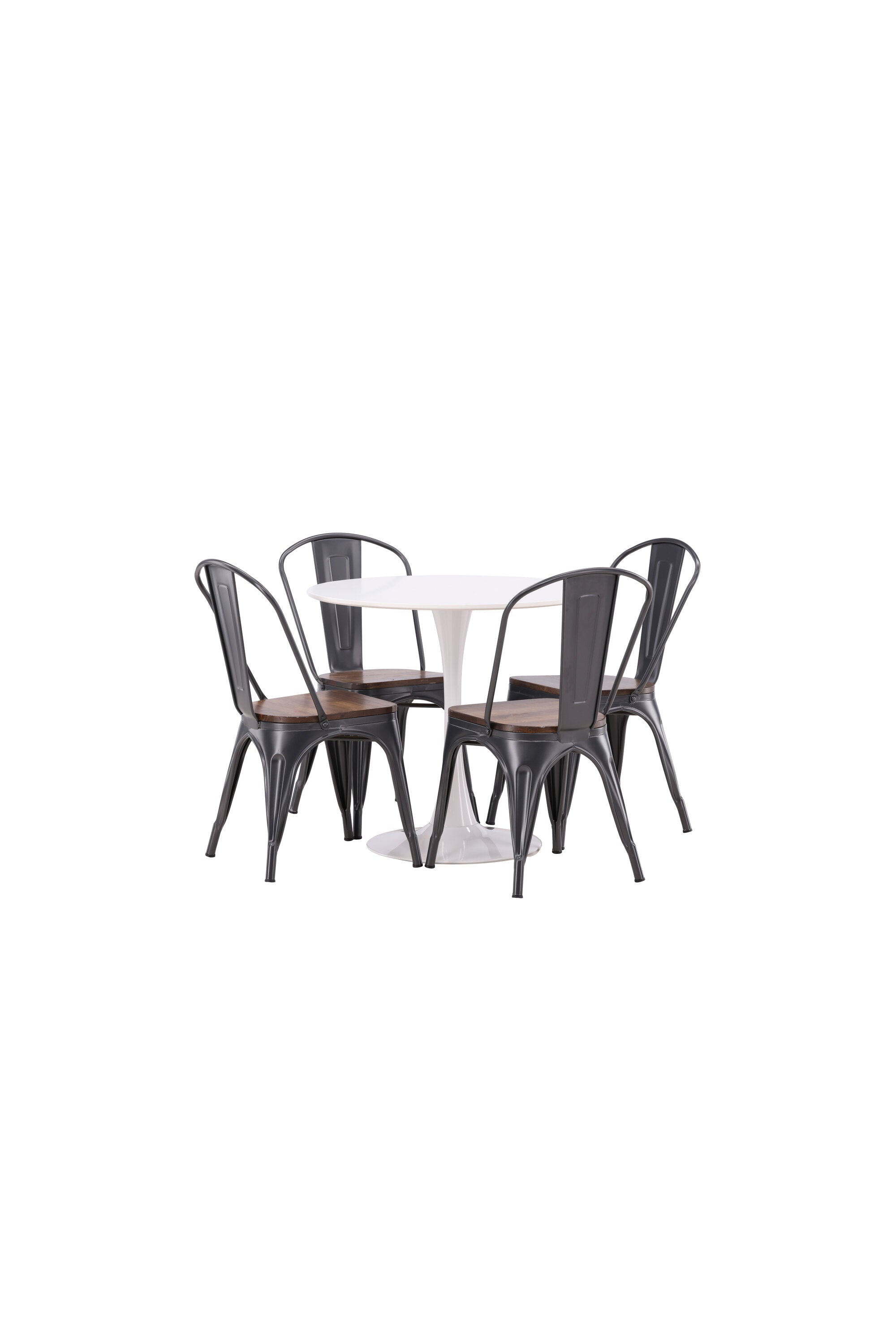 Hamden Esszimmerset + Tempe ⌀80cm/4St. in Dunkelgrau, Walnuss präsentiert im Onlineshop von KAQTU Design AG. Esszimmerset ist von Venture Home