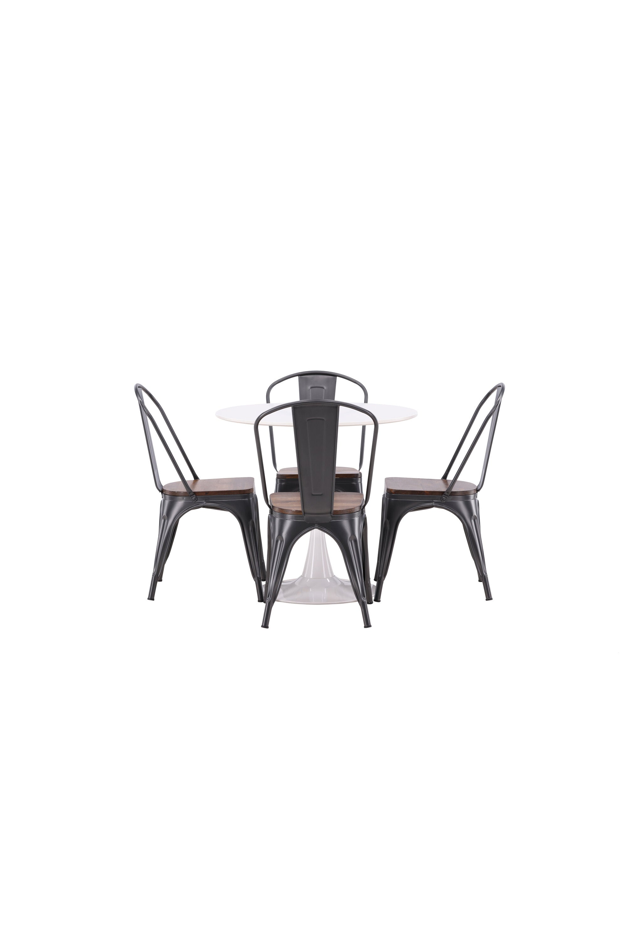 Hamden Esszimmerset + Tempe ⌀80cm/4St. in Dunkelgrau, Walnuss präsentiert im Onlineshop von KAQTU Design AG. Esszimmerset ist von Venture Home
