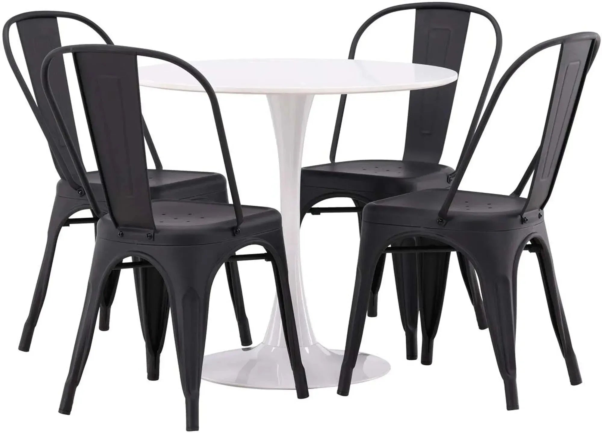 Stilvolles Hamden Esszimmerset mit rundem Tisch und 4 Stühlen.