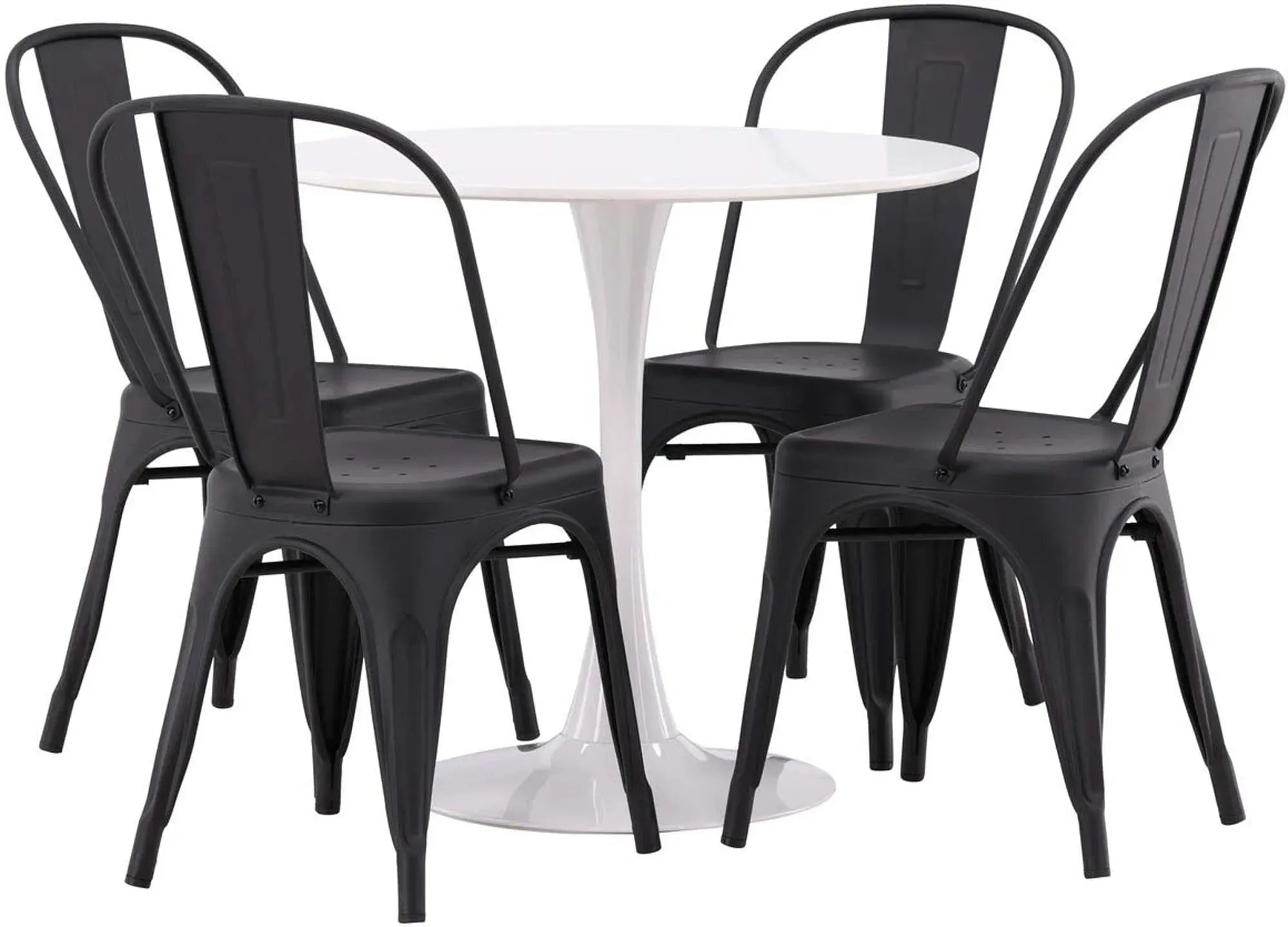 Stilvolles Hamden Esszimmerset mit rundem Tisch und 4 Stühlen.
