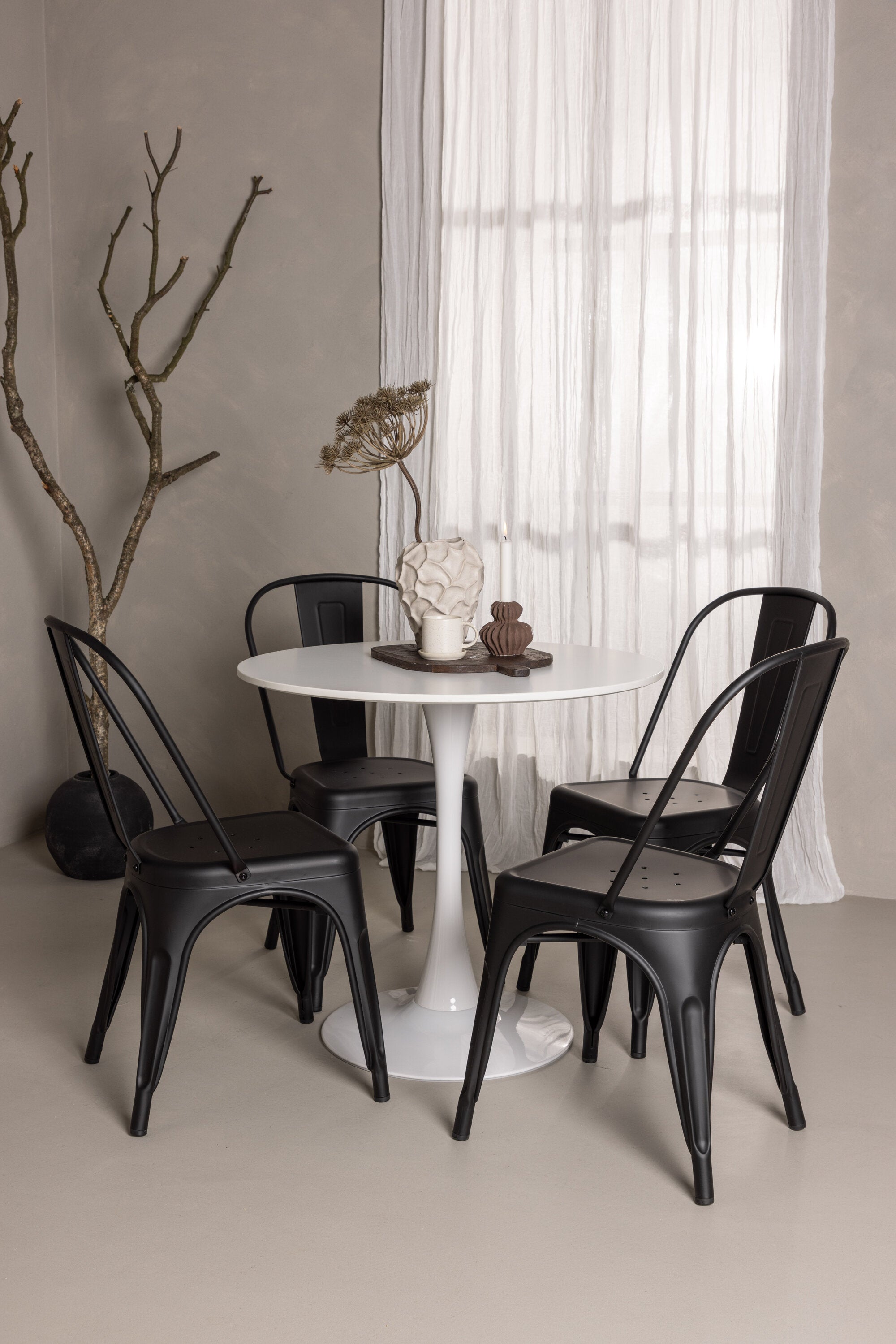 Hamden Esszimmerset + Tempe ⌀80cm/4St. in Schwarz präsentiert im Onlineshop von KAQTU Design AG. Esszimmerset ist von Venture Home