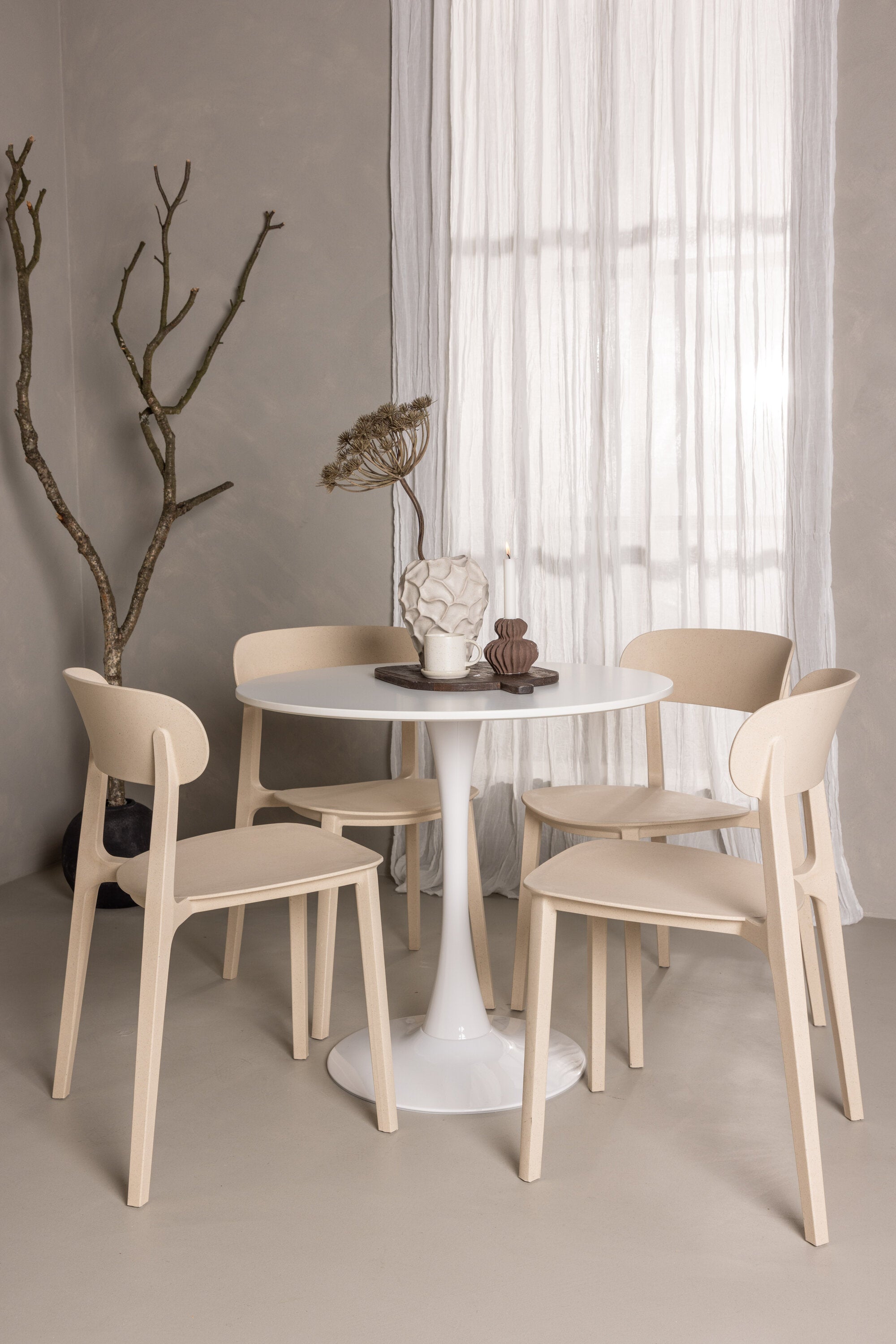 Hamden Esszimmerset + Åstol ⌀80cm/4St. in Beige präsentiert im Onlineshop von KAQTU Design AG. Esszimmerset ist von Venture Home