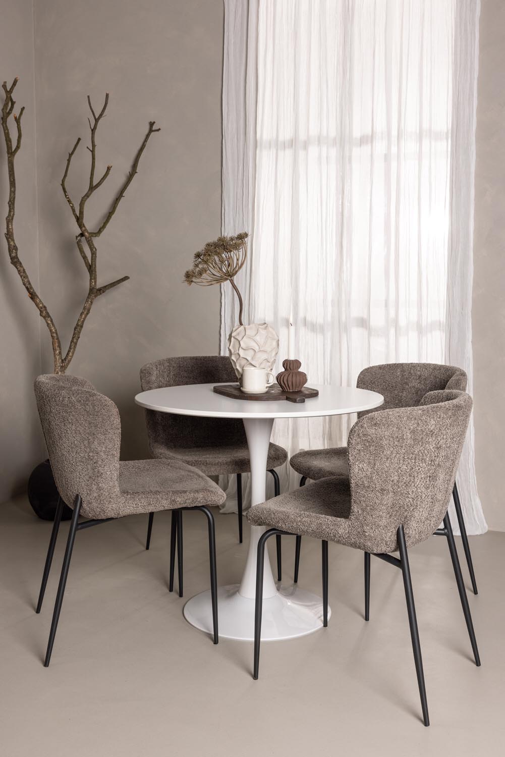 Hamden Esszimmerset + Modesto ⌀80cm/4St. in Schwarz, Dunkelgrau präsentiert im Onlineshop von KAQTU Design AG. Esszimmerset ist von Venture Home