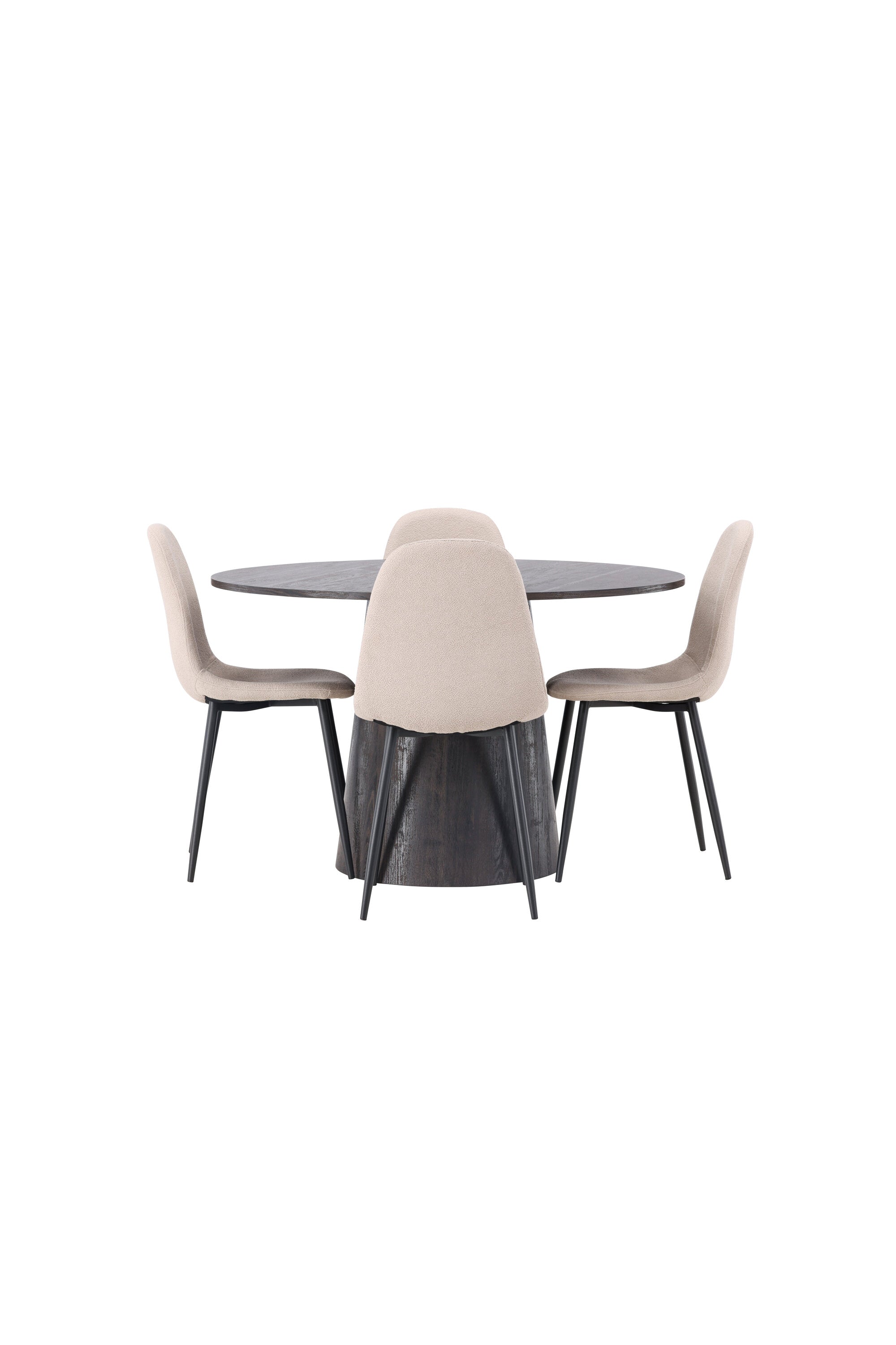 Lanzo Esszimmerset + Polar ⌀120cm/4St. in Braun / Beige / Schwarz präsentiert im Onlineshop von KAQTU Design AG. Esszimmerset ist von Venture Home