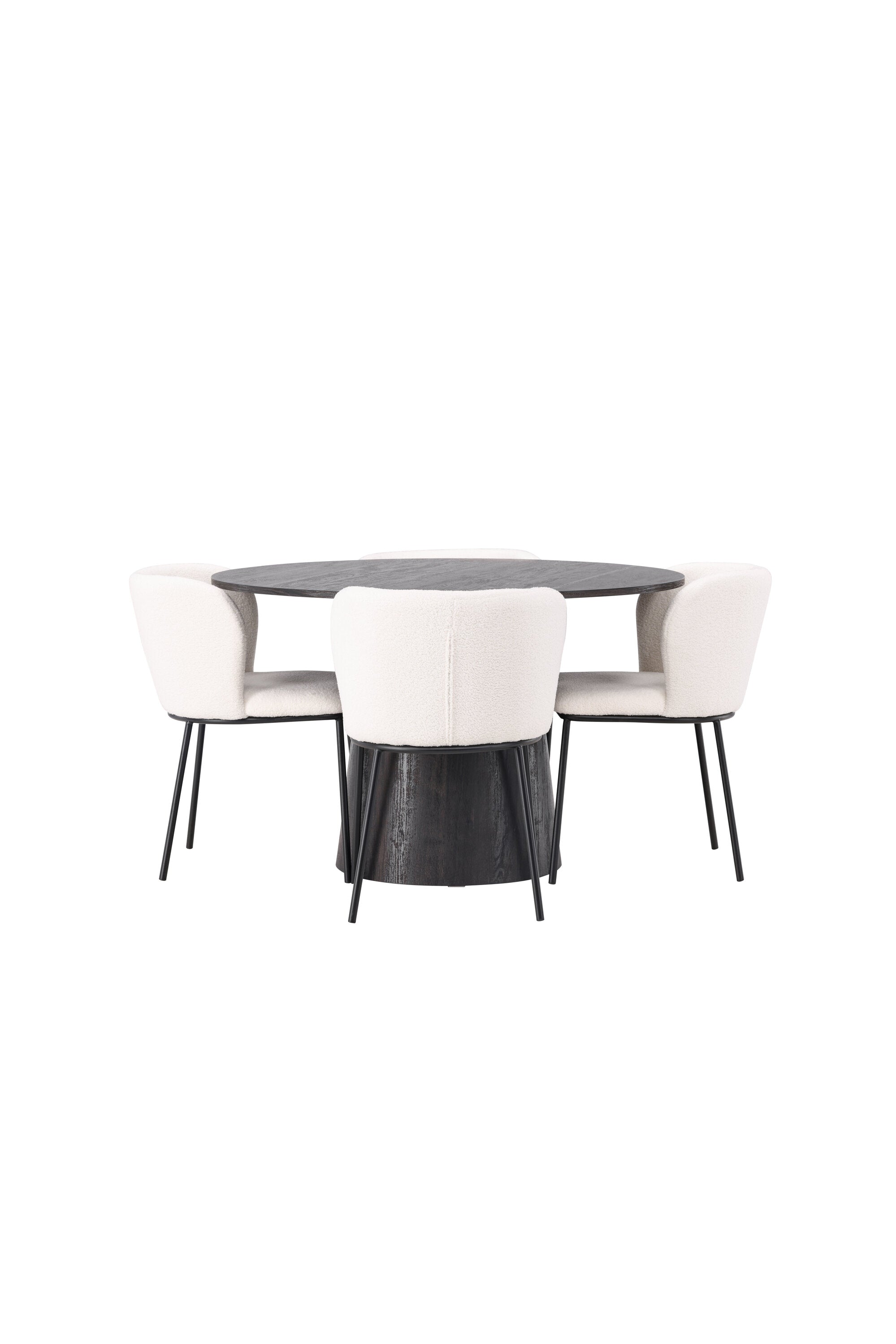 Lanzo Esszimmerset + Edina ⌀120cm/4St. in Braun / Schwarz-Weiss präsentiert im Onlineshop von KAQTU Design AG. Esszimmerset ist von Venture Home