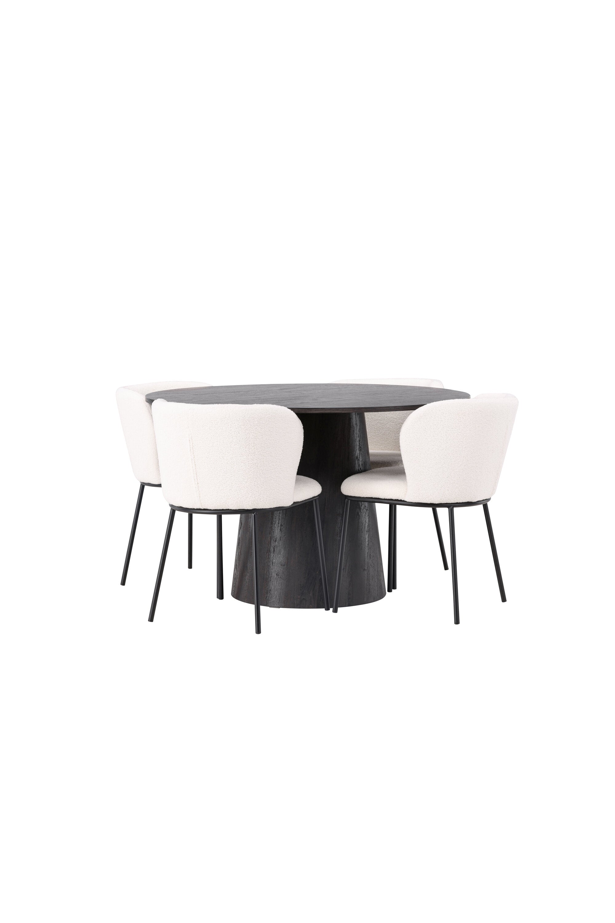 Lanzo Esszimmerset + Edina ⌀120cm/4St. in Braun / Schwarz-Weiss präsentiert im Onlineshop von KAQTU Design AG. Esszimmerset ist von Venture Home
