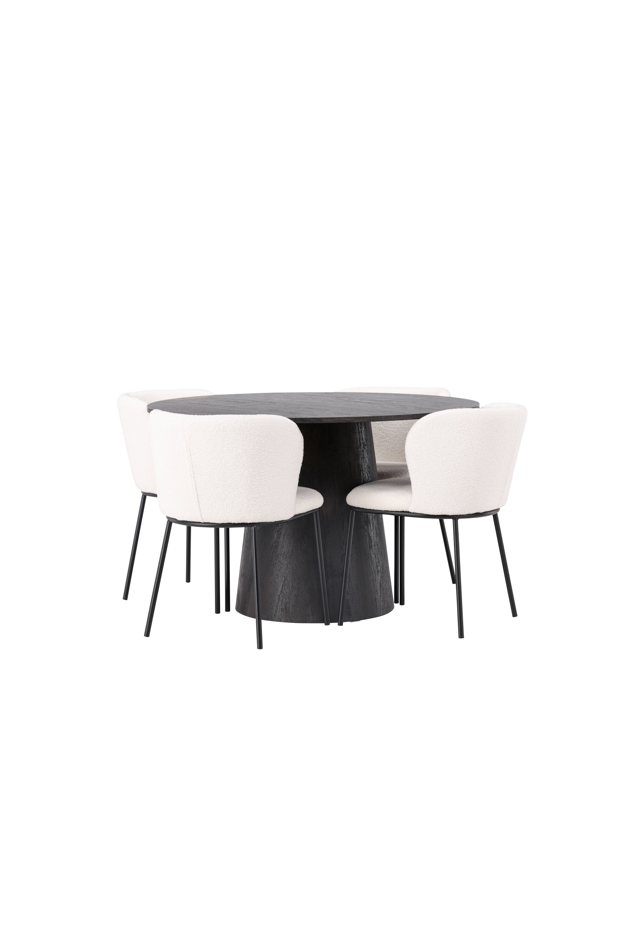 Lanzo Esszimmerset + Edina ⌀120cm/4St. in Braun / Schwarz-Weiss präsentiert im Onlineshop von KAQTU Design AG. Esszimmerset ist von Venture Home