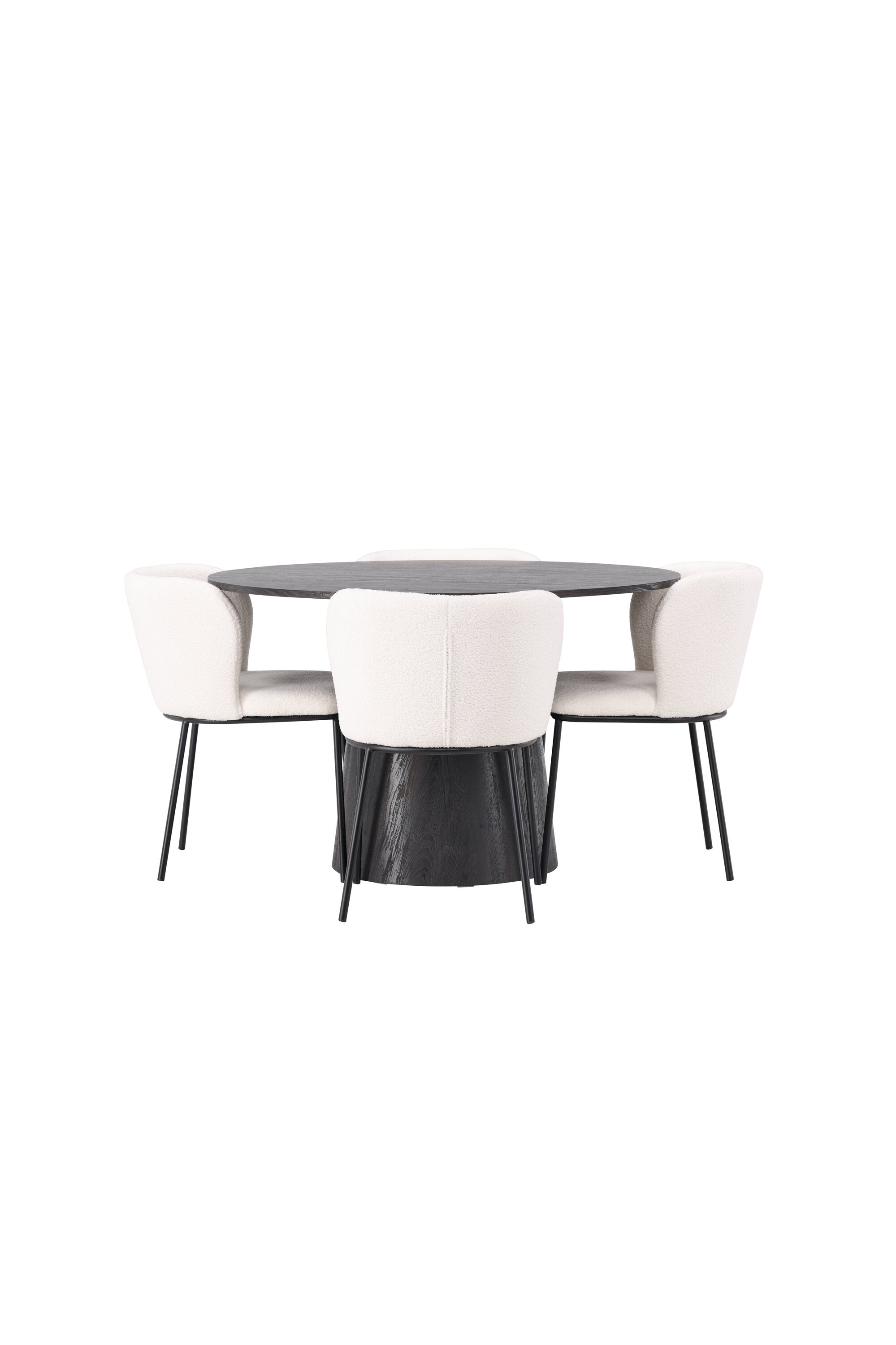 Lanzo Esszimmerset + Edina ⌀120cm/4St. in Braun / Schwarz-Weiss präsentiert im Onlineshop von KAQTU Design AG. Esszimmerset ist von Venture Home