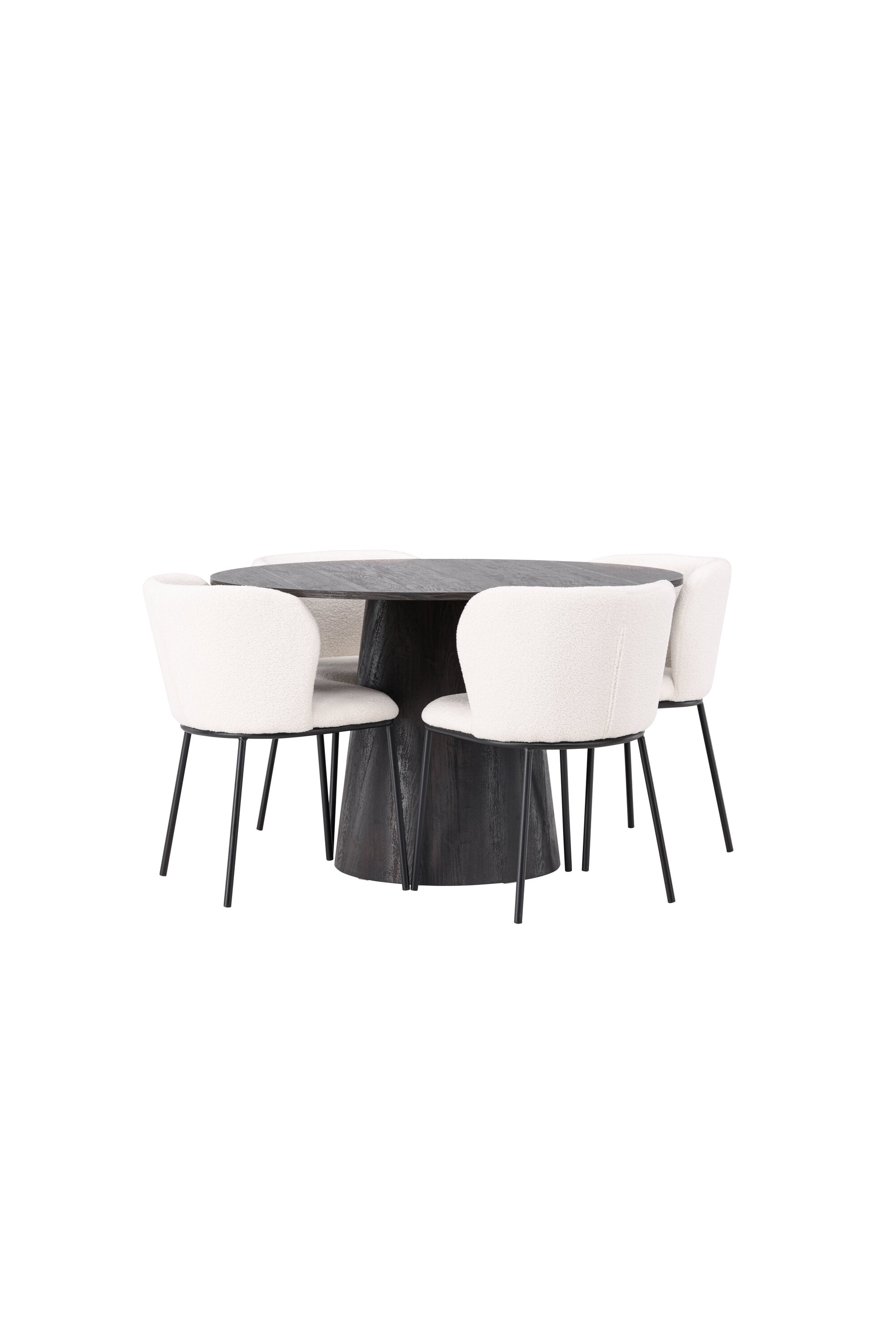 Lanzo Esszimmerset + Edina ⌀120cm/4St. in Braun / Schwarz-Weiss präsentiert im Onlineshop von KAQTU Design AG. Esszimmerset ist von Venture Home