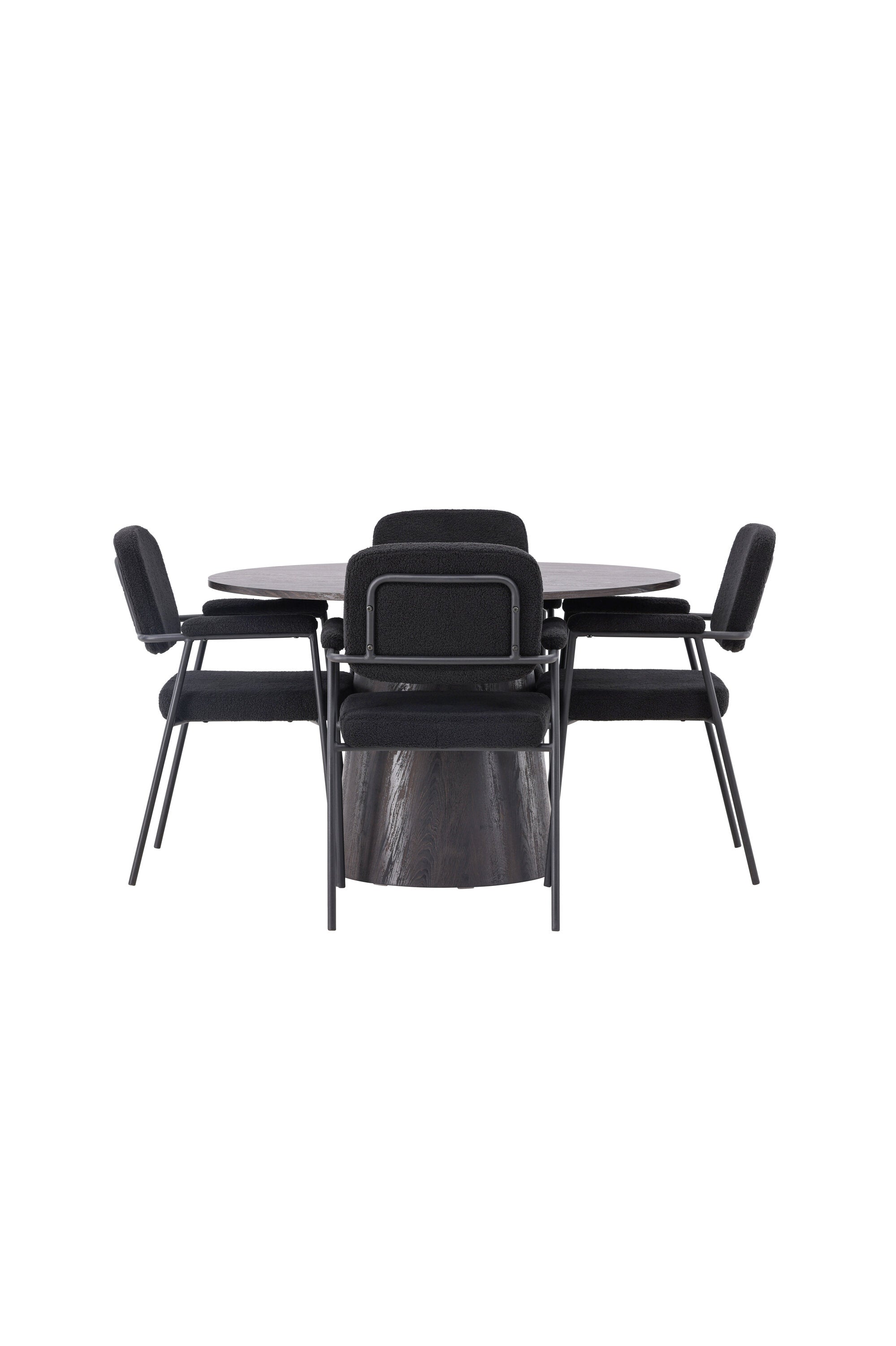Lanzo Esszimmerset + Yesterday ⌀120cm/4St. in Braun / Schwarz präsentiert im Onlineshop von KAQTU Design AG. Esszimmerset ist von Venture Home