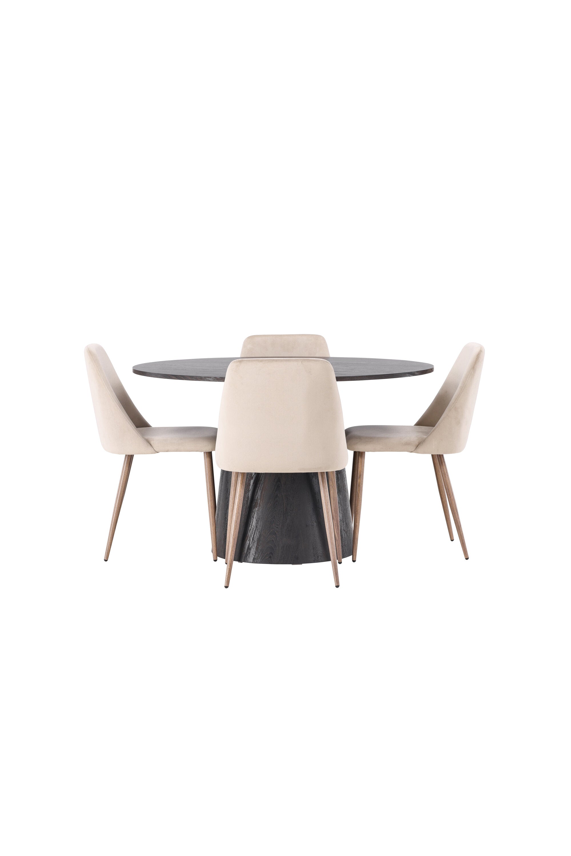 Lanzo Esszimmerset + Night ⌀120cm/4St. in Braun / Walnuss präsentiert im Onlineshop von KAQTU Design AG. Esszimmerset ist von Venture Home