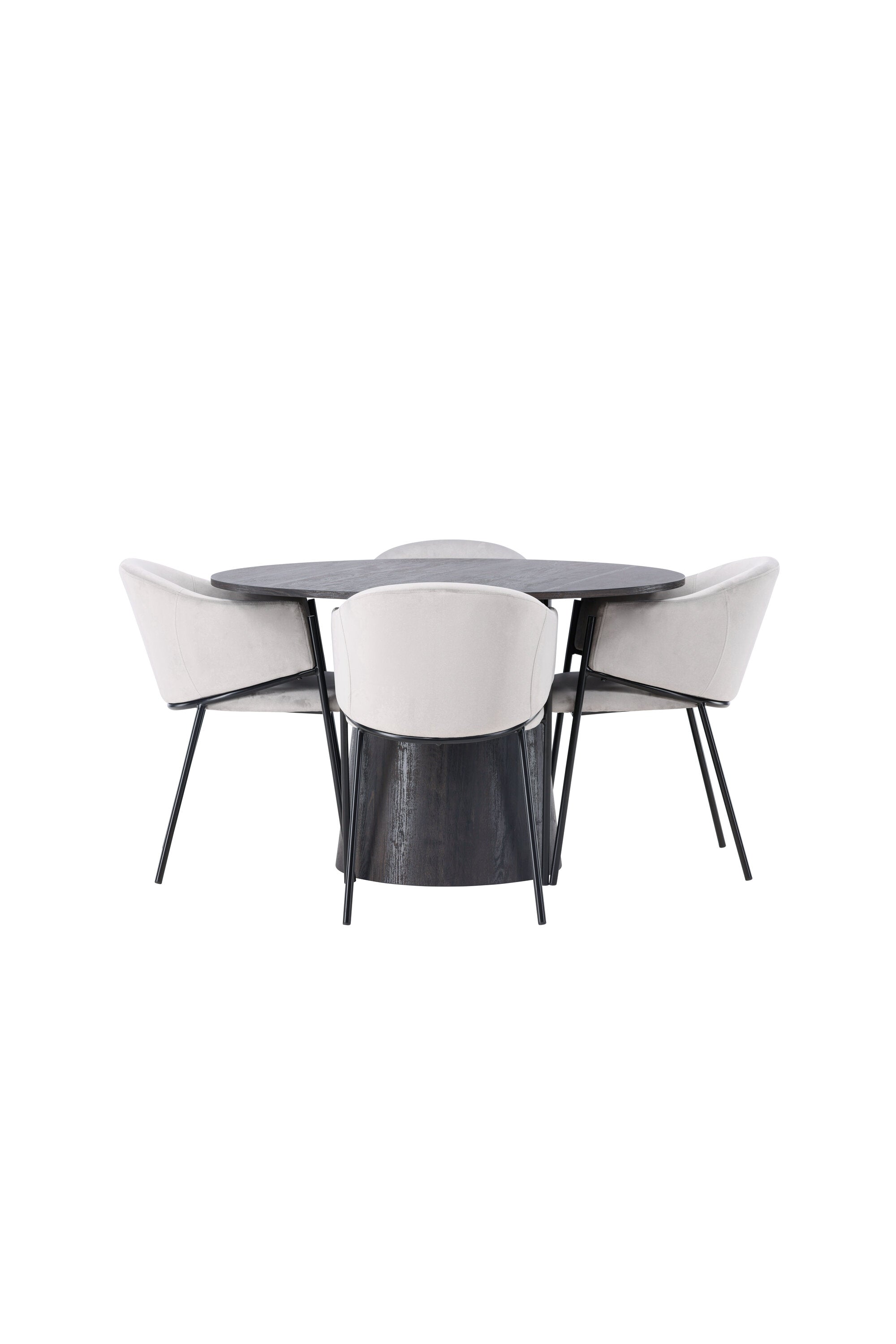 Lanzo Esszimmerset + Evelina ⌀120cm/4St. in Schwarzgrau präsentiert im Onlineshop von KAQTU Design AG. Esszimmerset ist von Venture Home