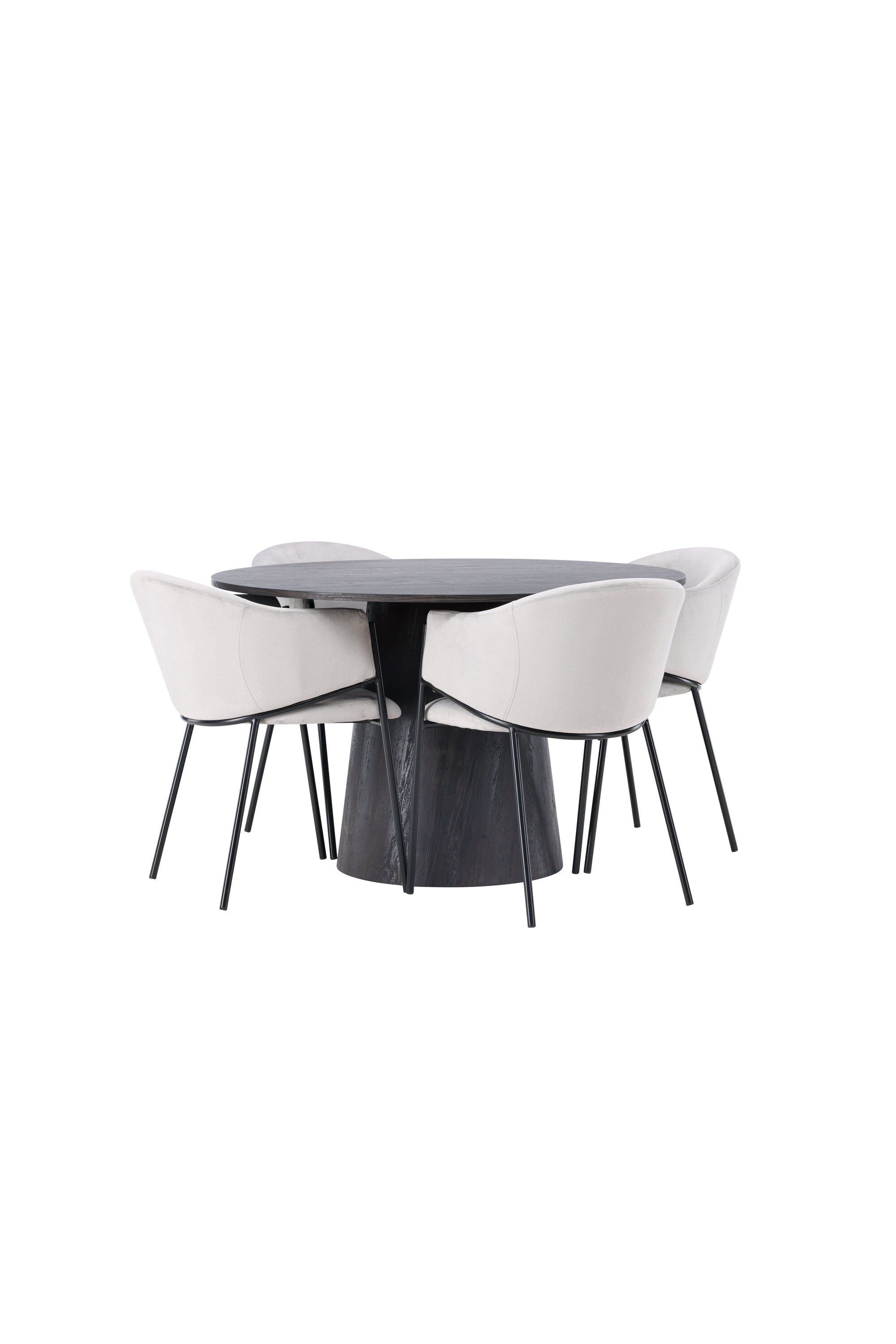Lanzo Esszimmerset + Evelina ⌀120cm/4St. in Schwarzgrau präsentiert im Onlineshop von KAQTU Design AG. Esszimmerset ist von Venture Home