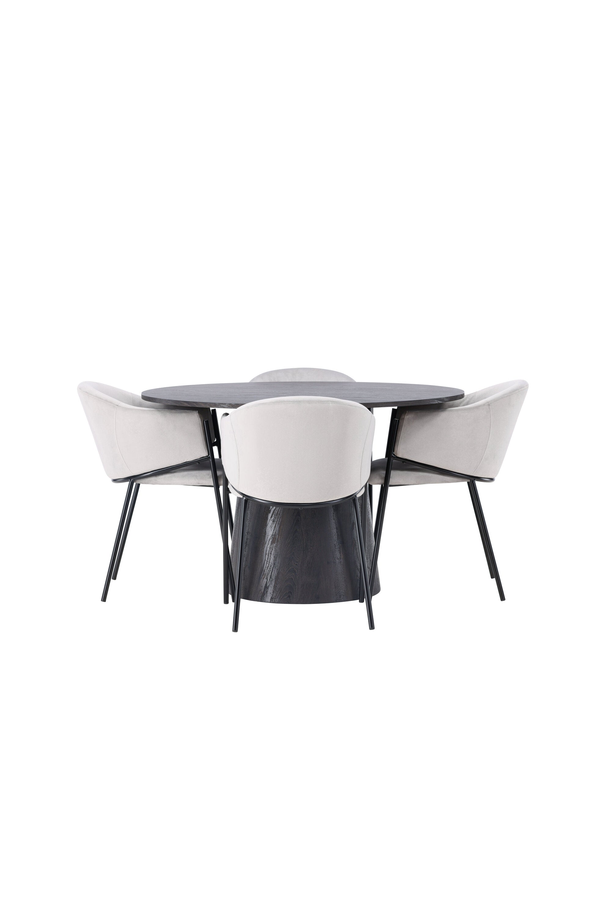 Lanzo Esszimmerset + Evelina ⌀120cm/4St. in Schwarzgrau präsentiert im Onlineshop von KAQTU Design AG. Esszimmerset ist von Venture Home