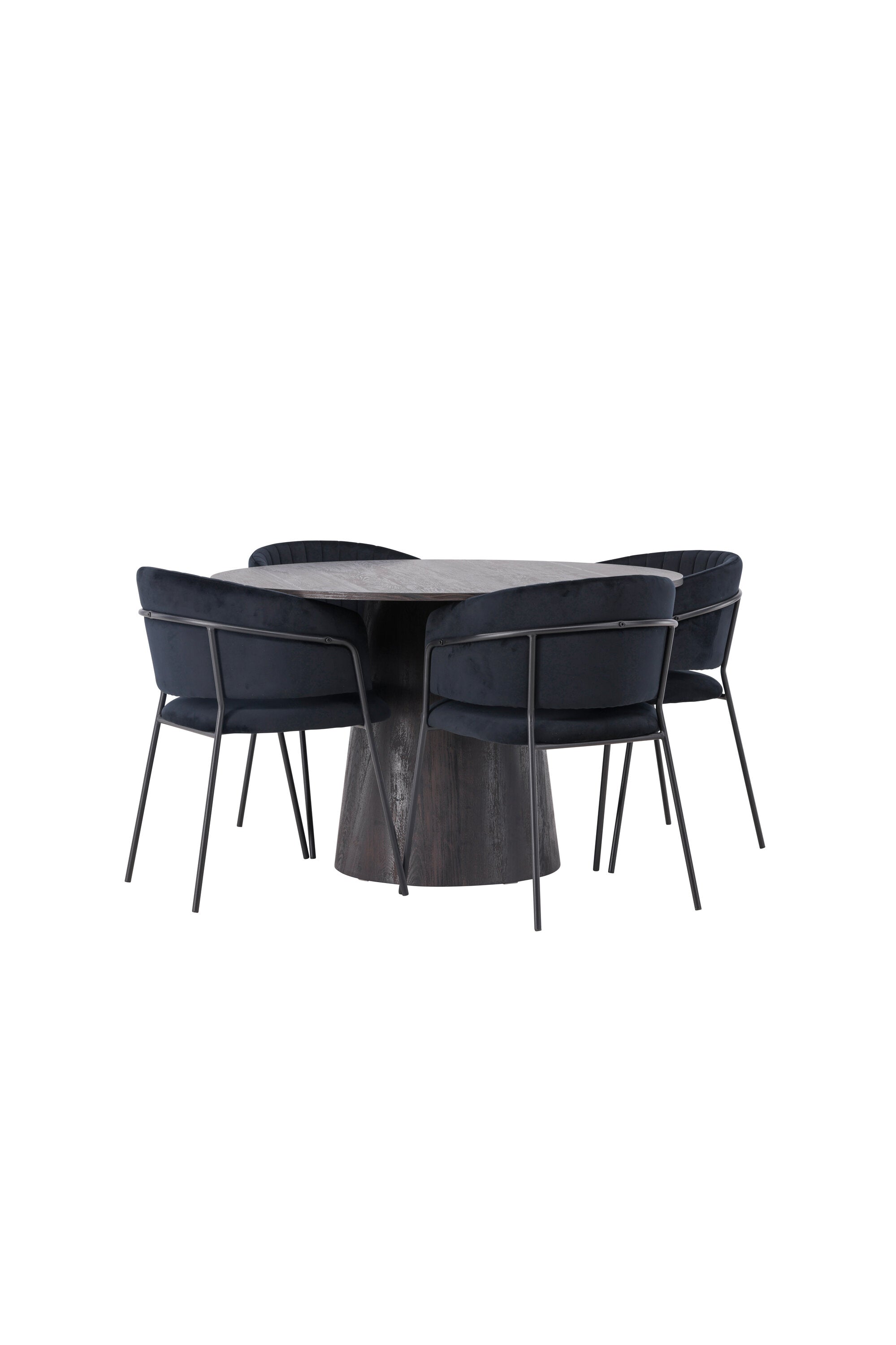 Lanzo Esszimmerset + Selma ⌀120cm/4St. in Braun / Schwarz präsentiert im Onlineshop von KAQTU Design AG. Esszimmerset ist von Venture Home