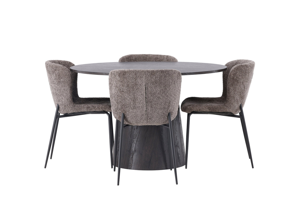 Lanzo Esszimmerset + Modesto ⌀120cm/4St. in Braun / Schwarz / Dunkelgrau präsentiert im Onlineshop von KAQTU Design AG. Esszimmerset ist von Venture Home